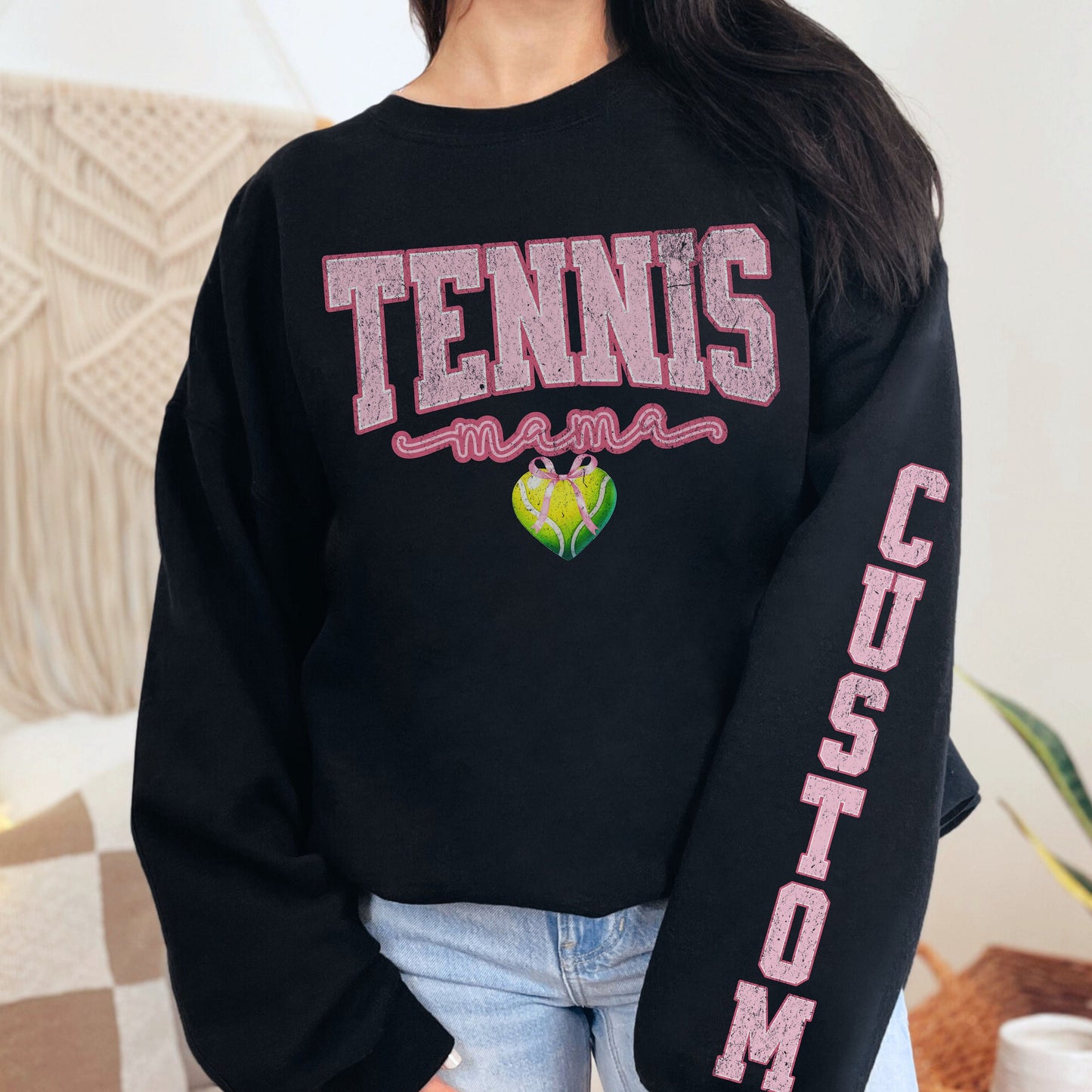 Custom Tennis Mom Sweatshirt with Soft Girl Aesthetic Print