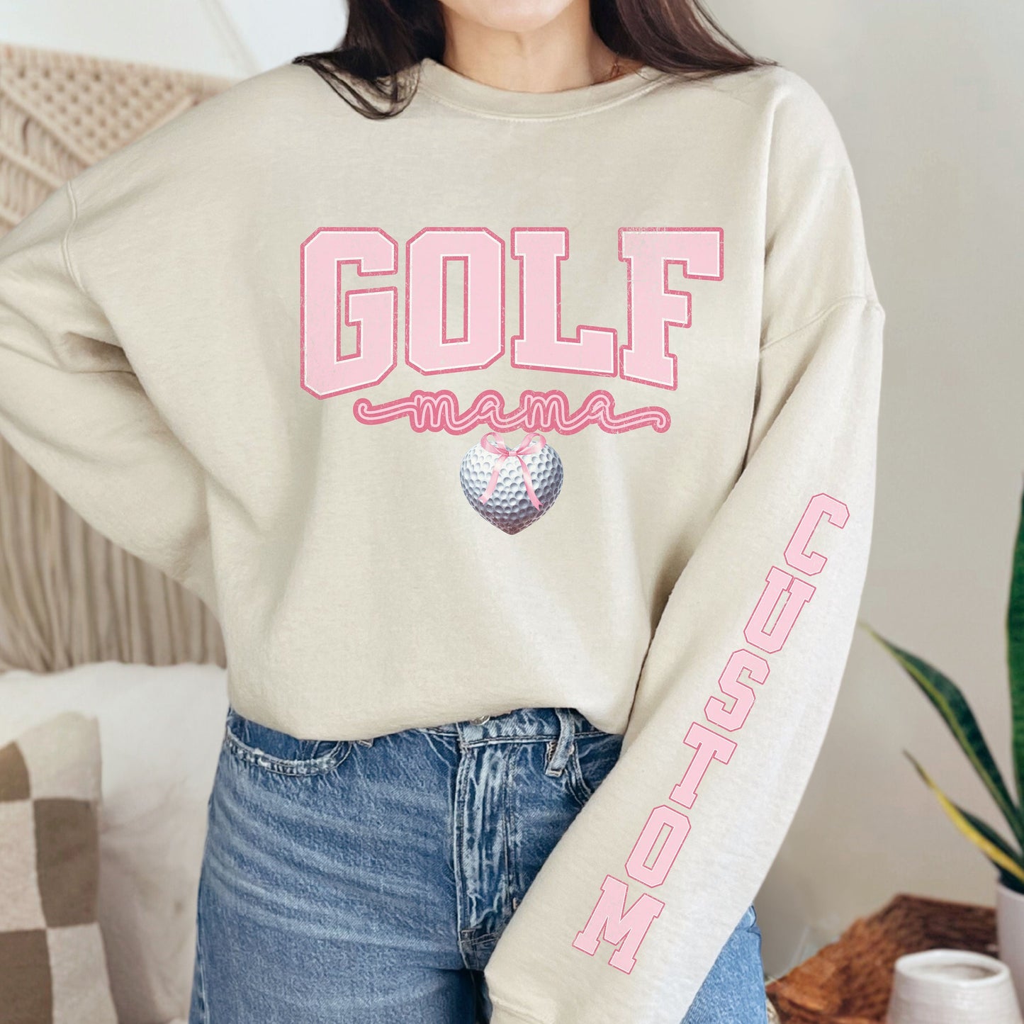 Custom Mothers Day Golf Shirt - Soft Sport Sweatshirt with Sleeve Print