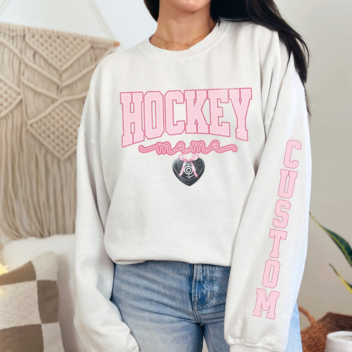 Custom Hockey Mom Sweatshirt - Soft Girl Game Day Shirt