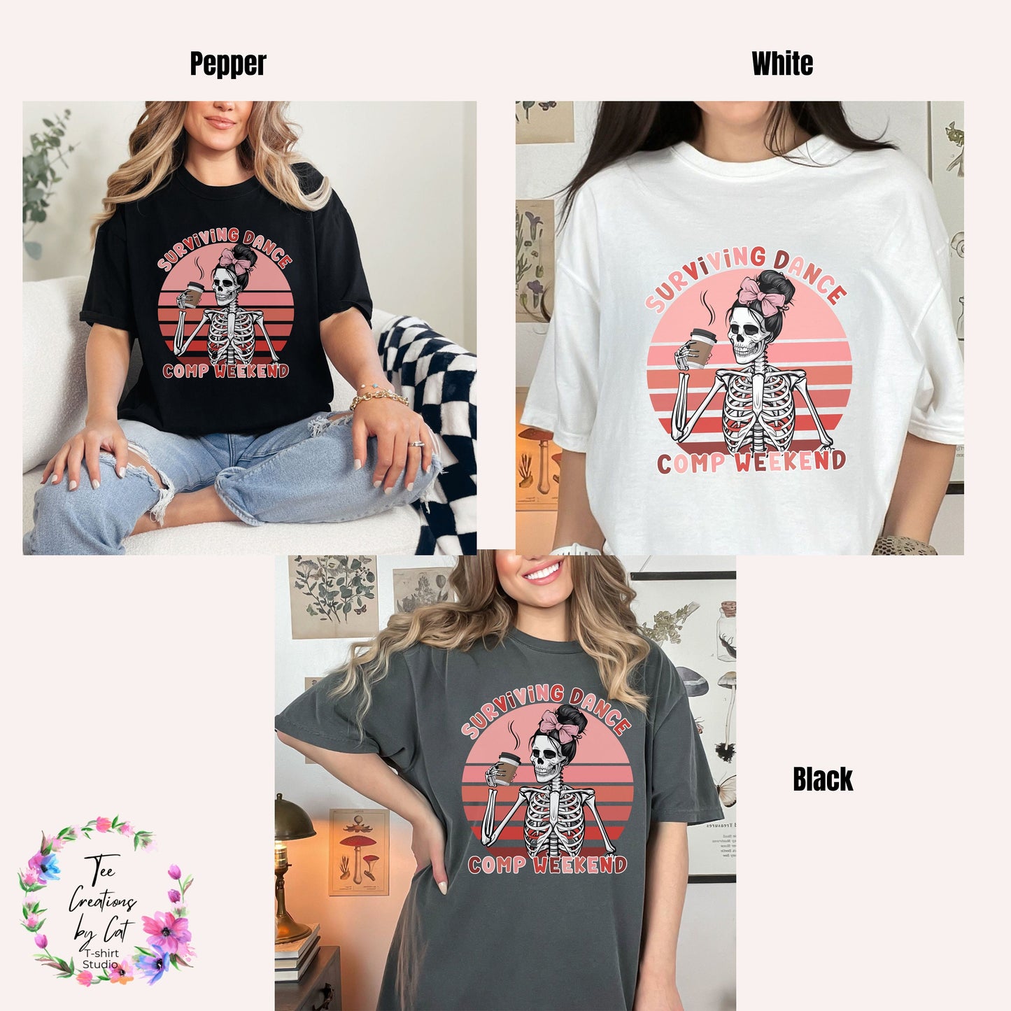 Comfort Colors Dance Mom Shirt - Retro Sunset Coquette Skeleton Teacher Gift