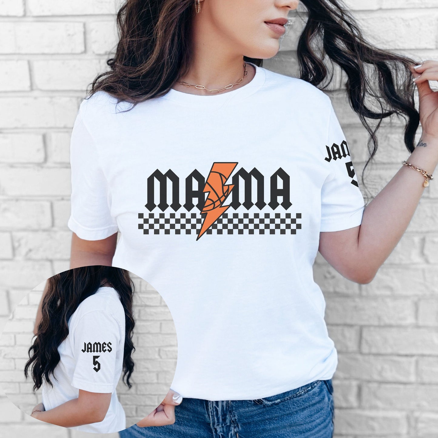 Custom Short Sleeve Retro Mama Rocker Checkerboard Shirt