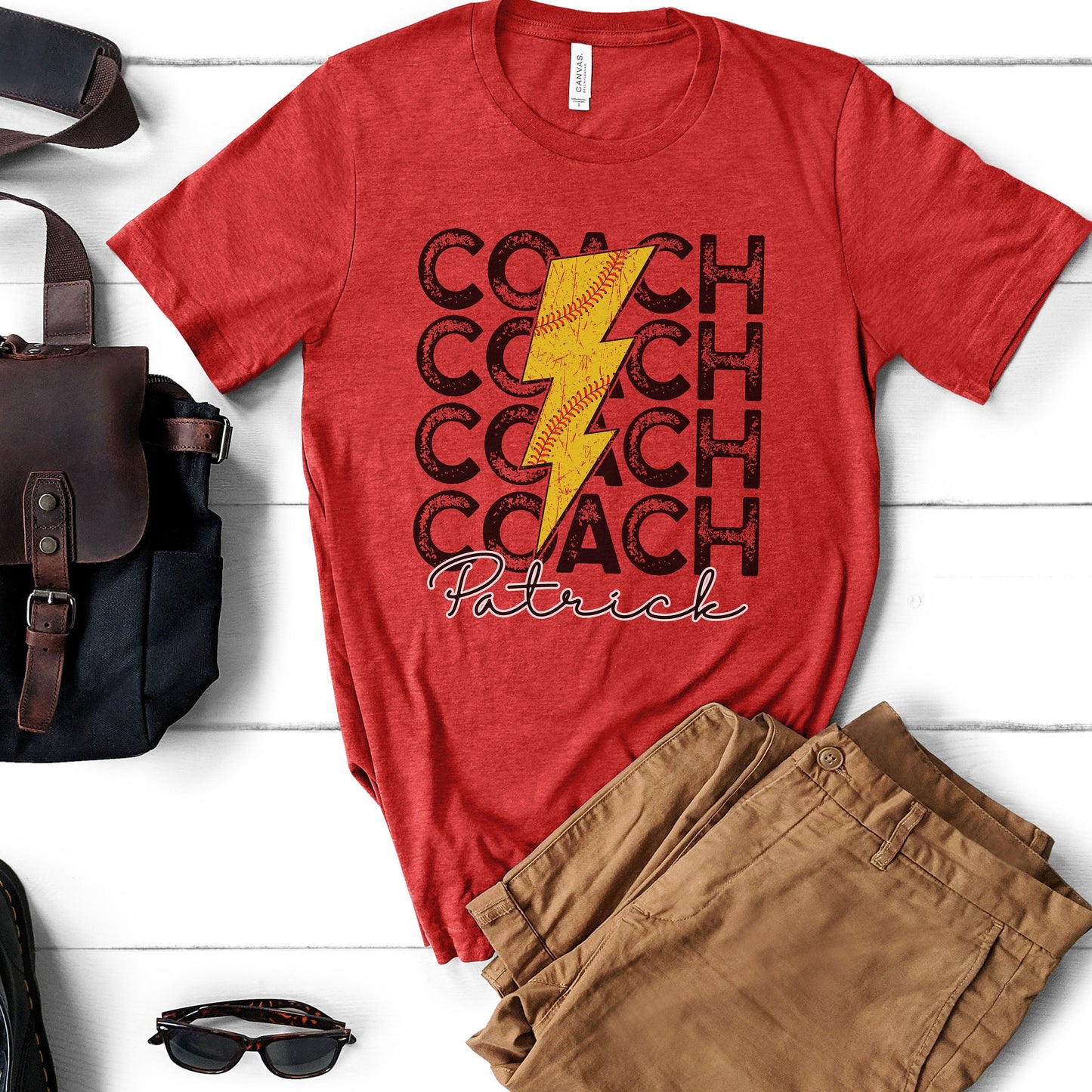 Custom Softball Coach Lightning Shirt