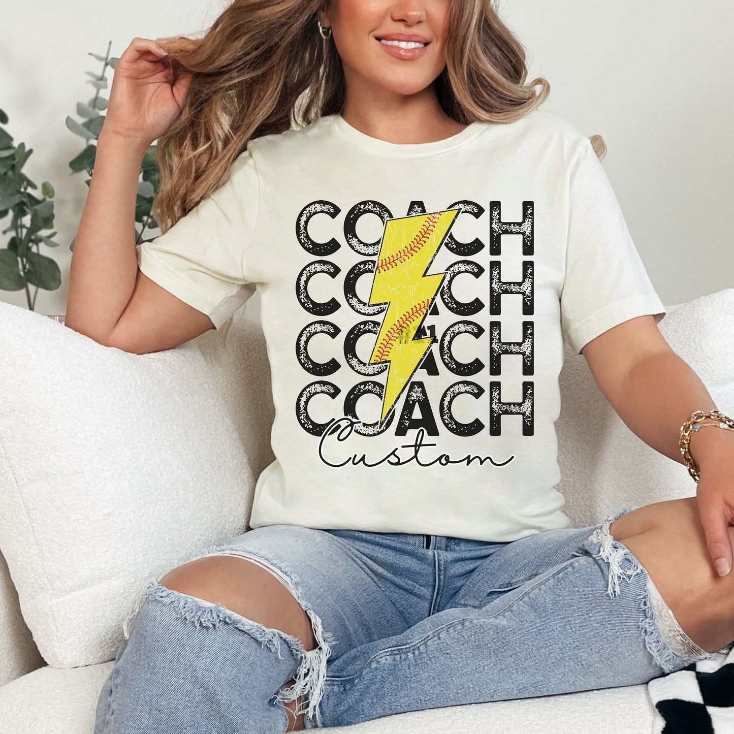 Custom Softball Coach Lightning Shirt