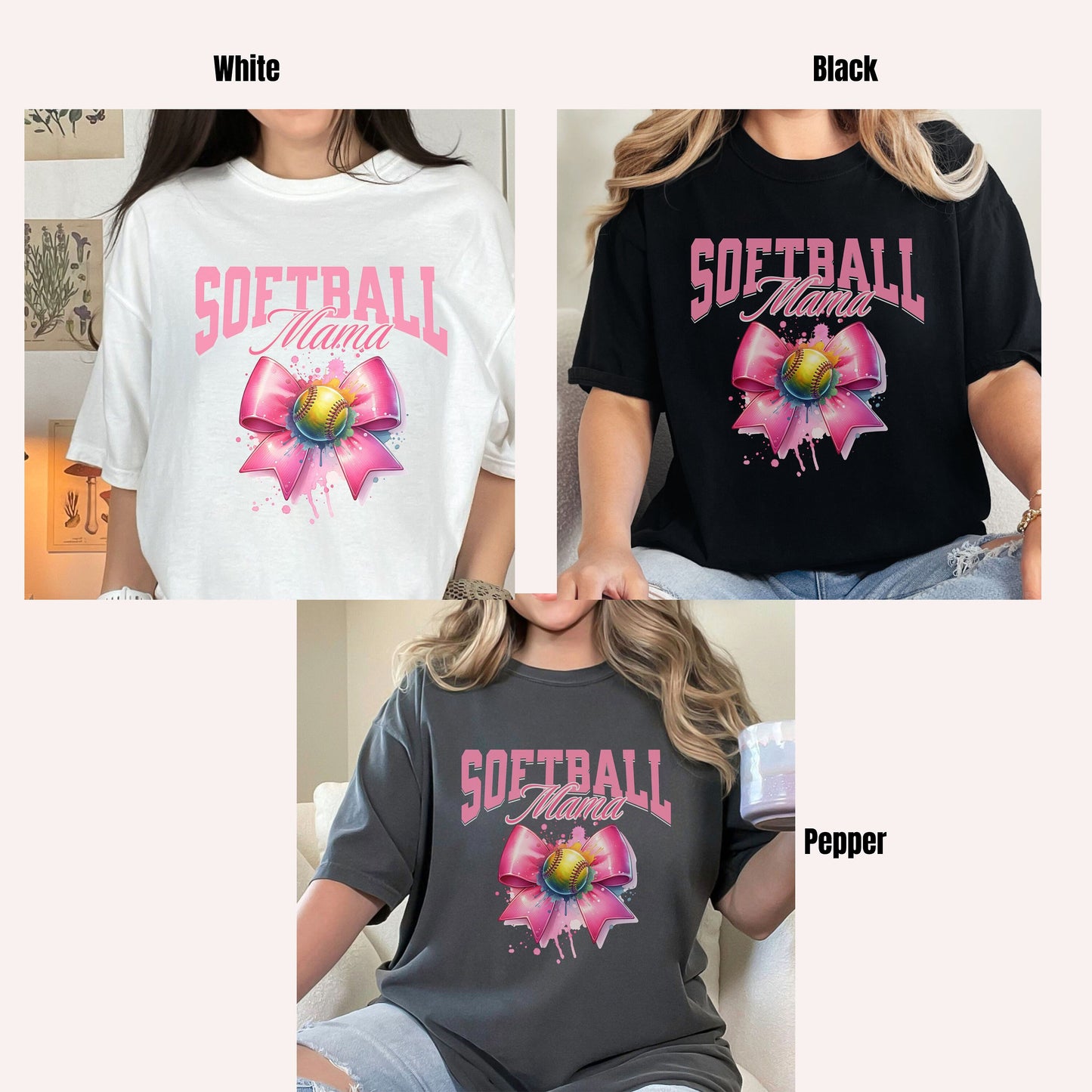 Softball Mama Coquette Comfort Colors Shirt