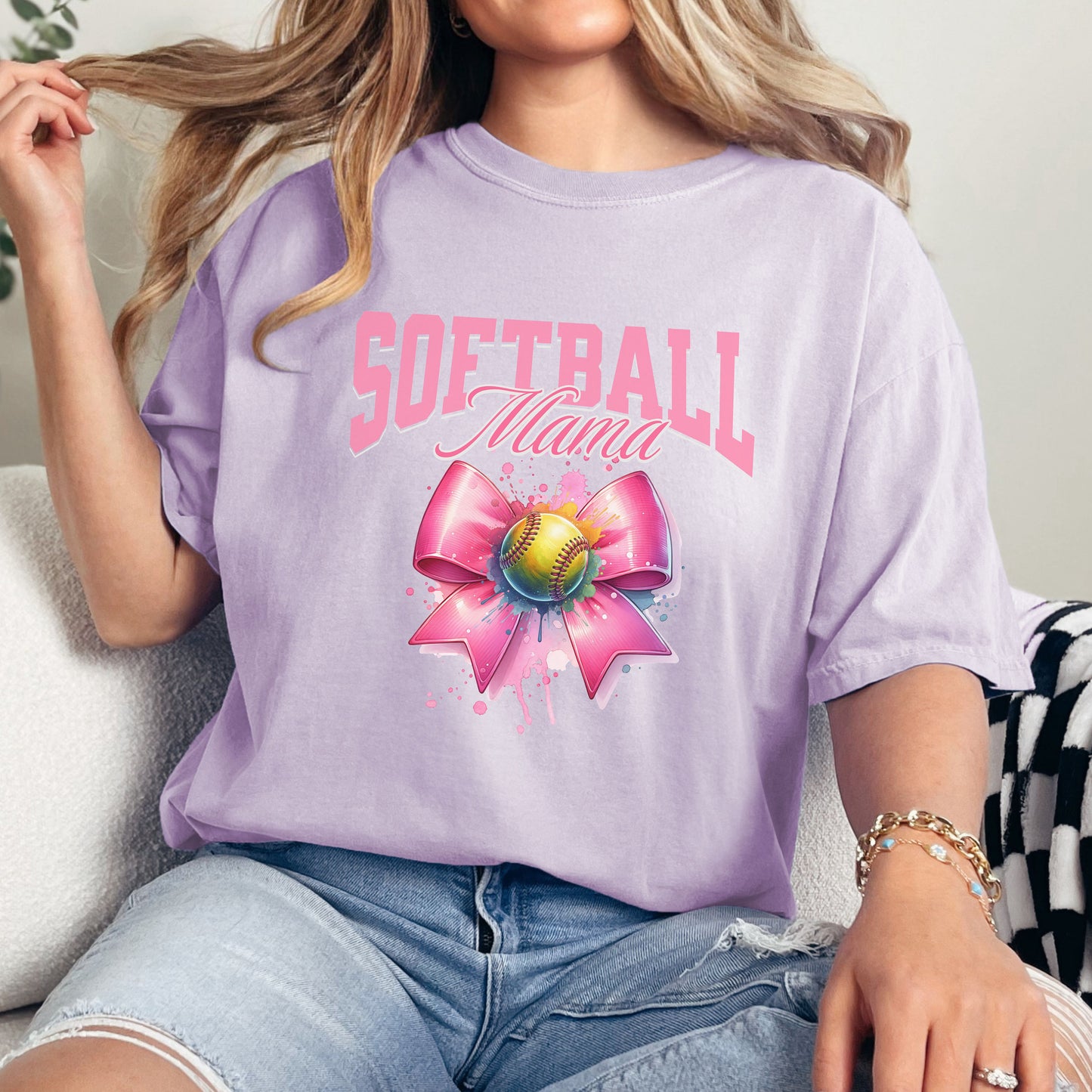 Softball Mama Coquette Comfort Colors Shirt