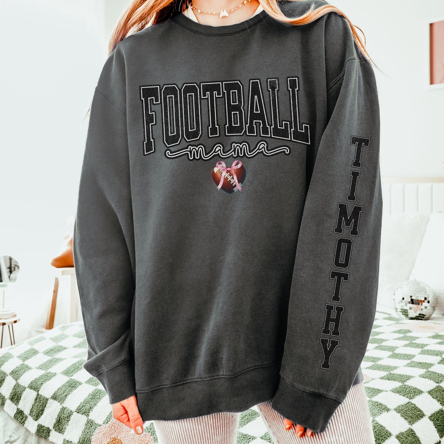 Custom Football Mama Sweatshirt with Retro Print - Comfort Colors