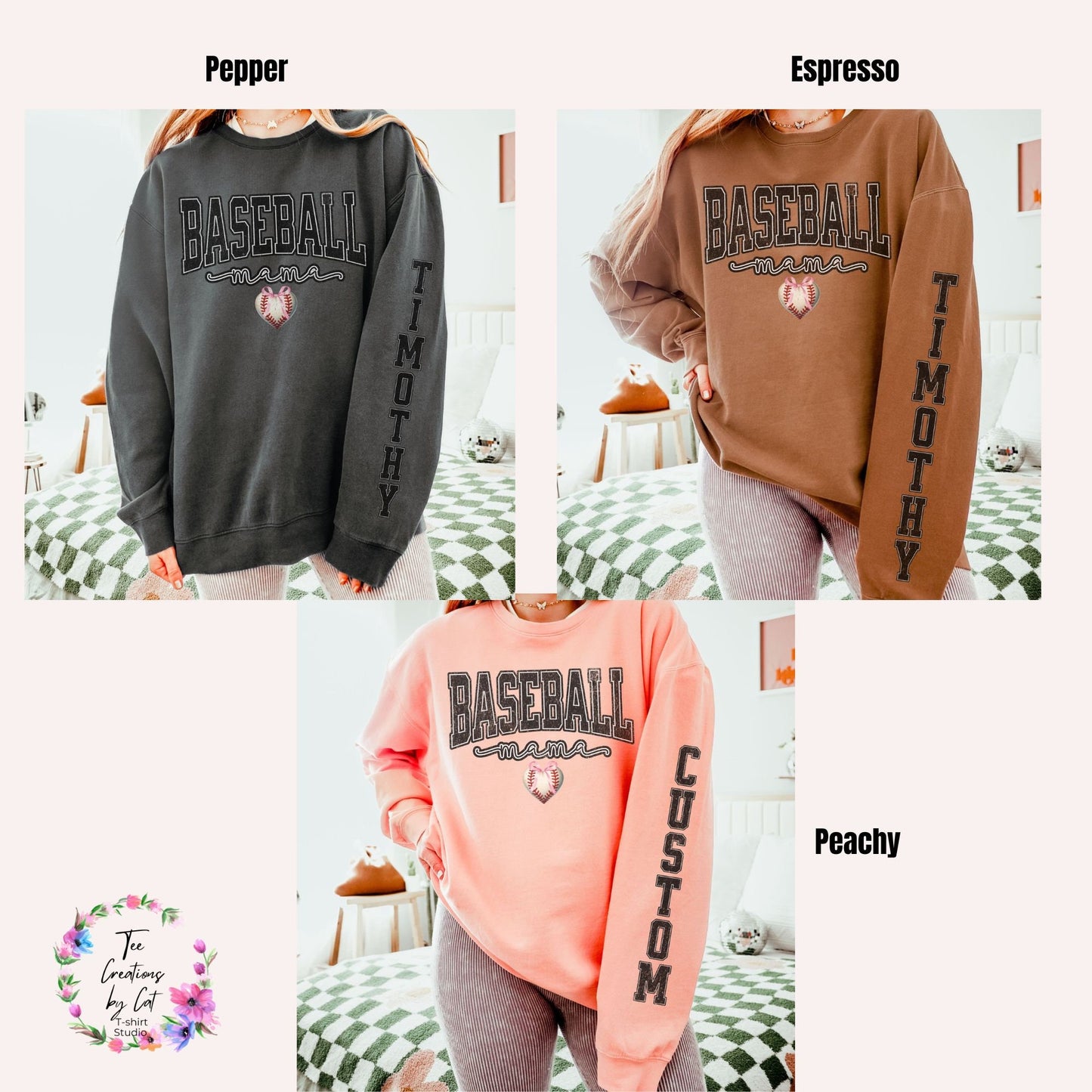 Coquette Custom Baseball Mom Sweatshirt With Kid Name On Sleeve