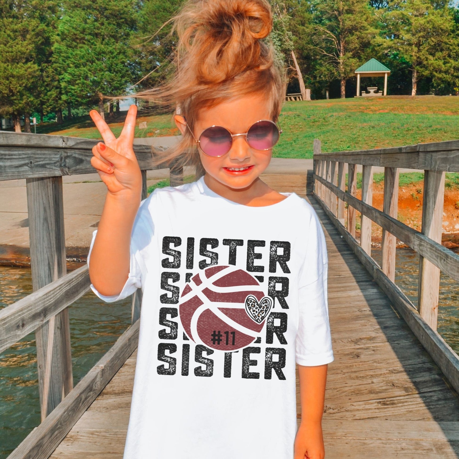 Personalized/ Custom Player Number &quot;Sister, Sister, Sister, Sister Basketball&quot; Comfort Color Youth Shirt