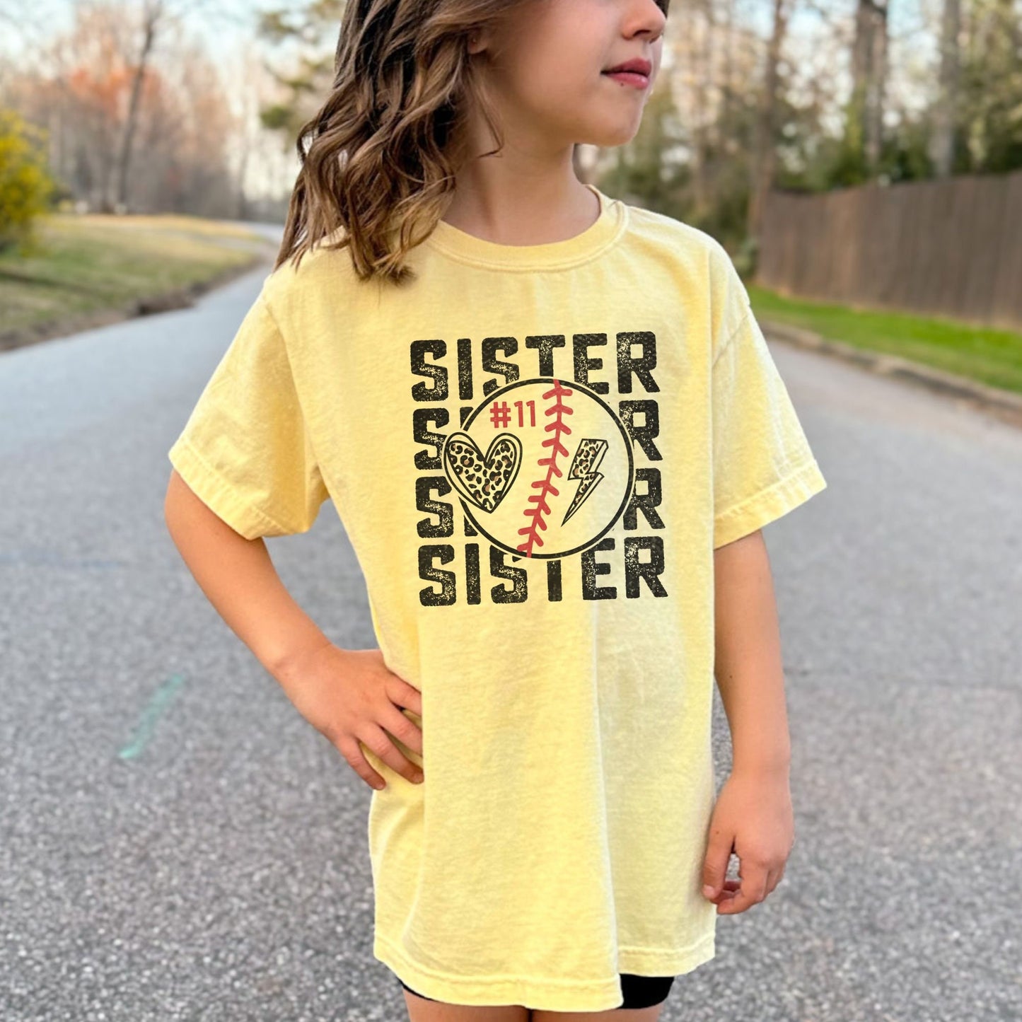 Custom Sister Baseball T-Ball Softball Comfort Colors Shirt