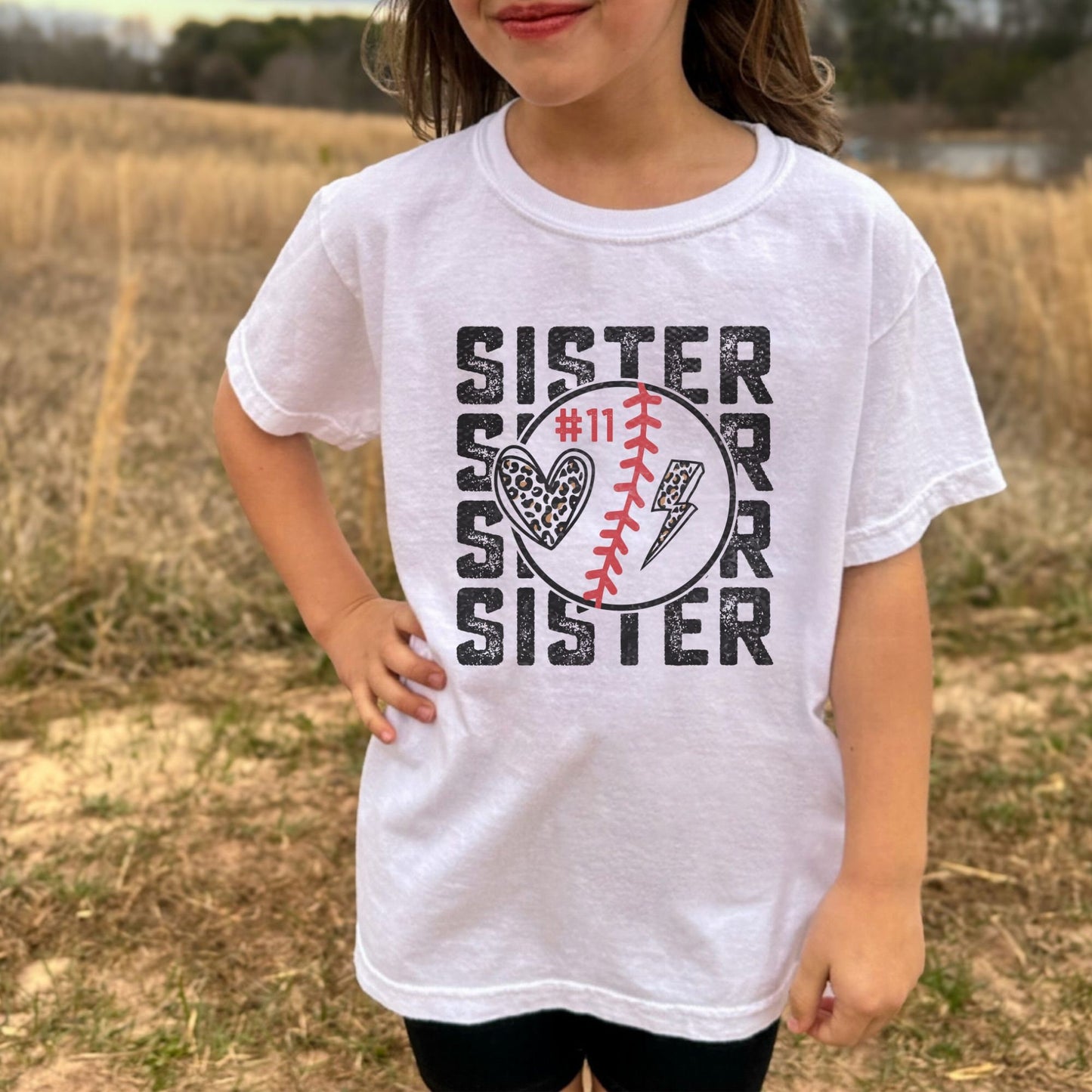 Custom Sister Baseball T-Ball Softball Comfort Colors Shirt