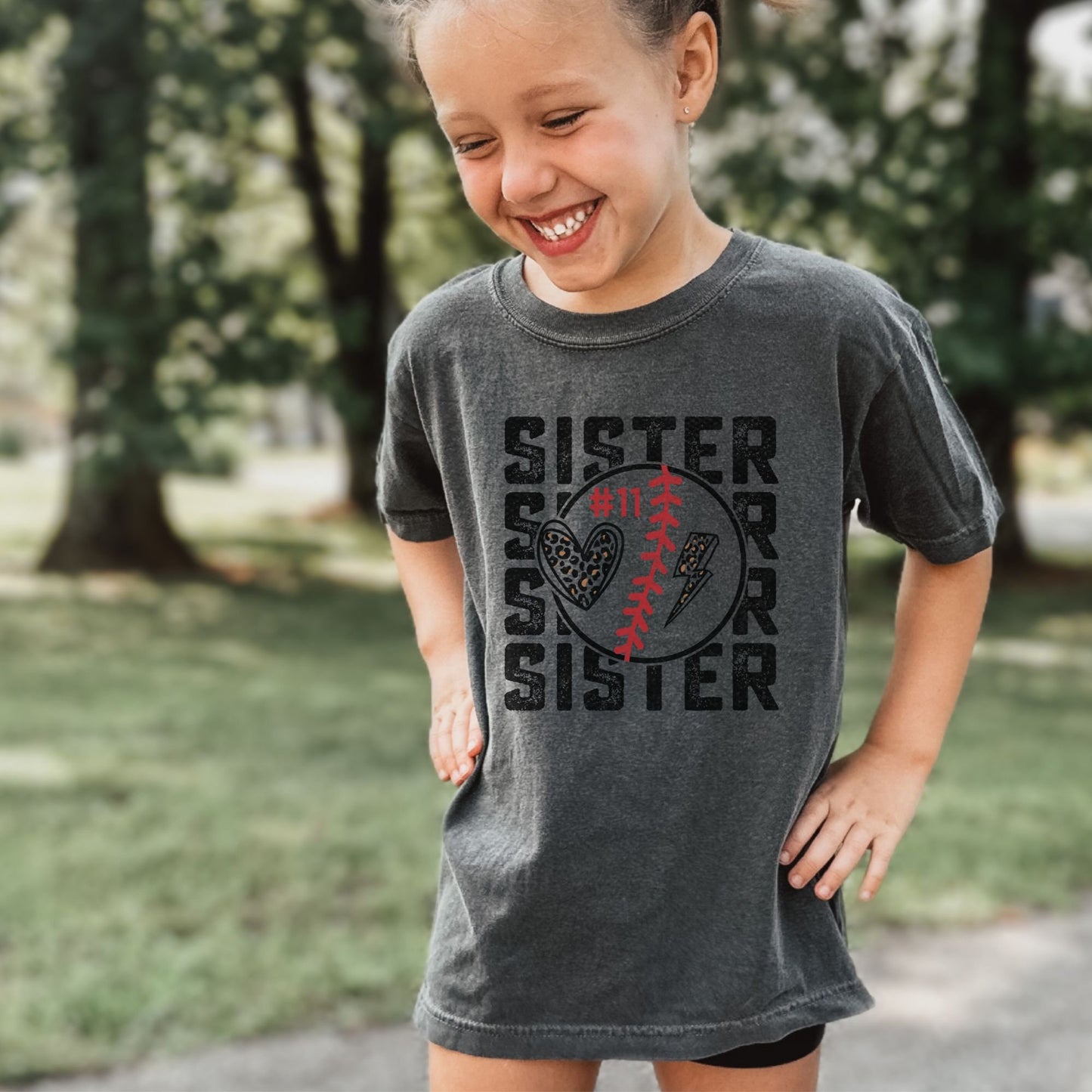 Custom Sister Baseball T-Ball Softball Comfort Colors Shirt