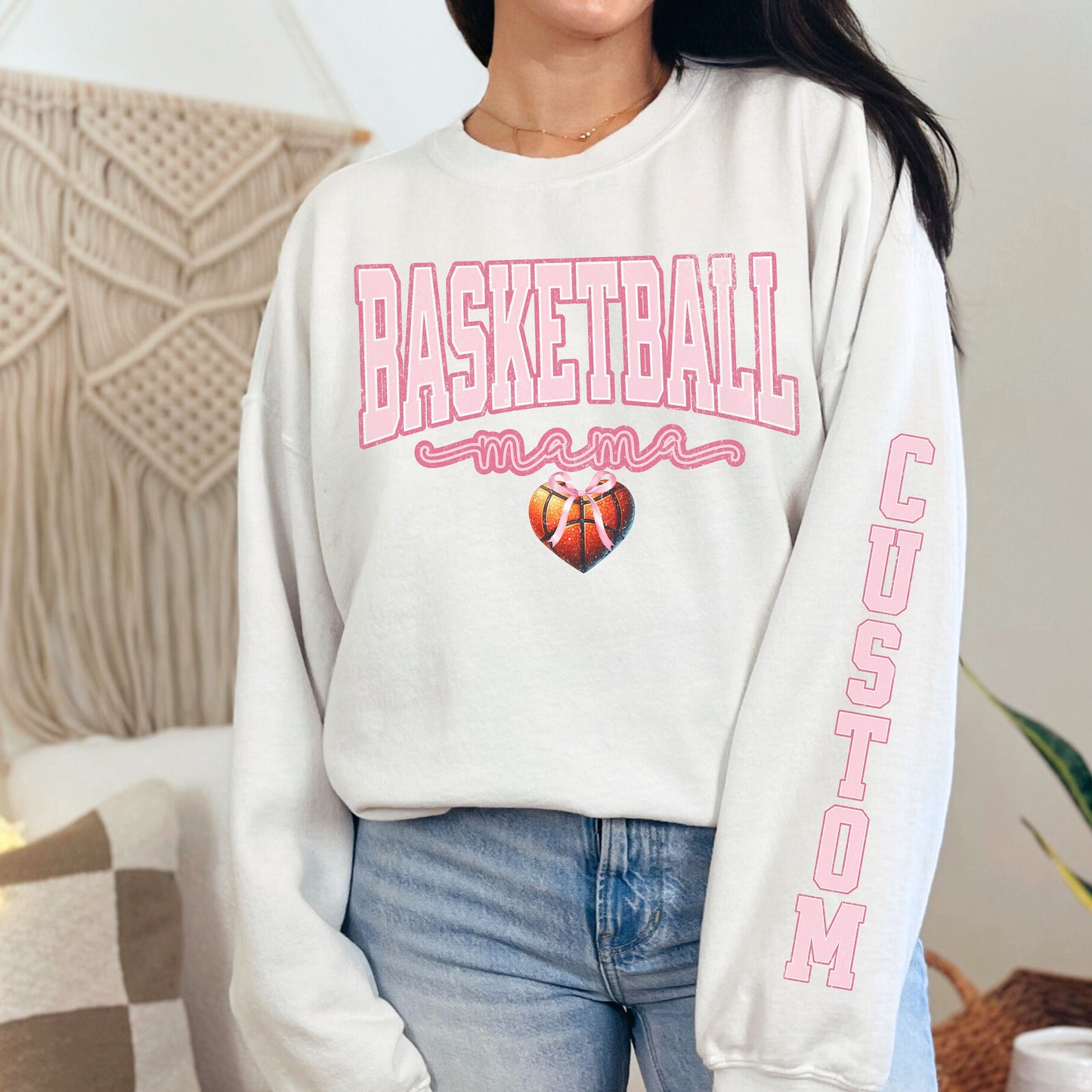 Custom Sleeve Print Basketball Mama Mother's Day Gift Sweatshirt