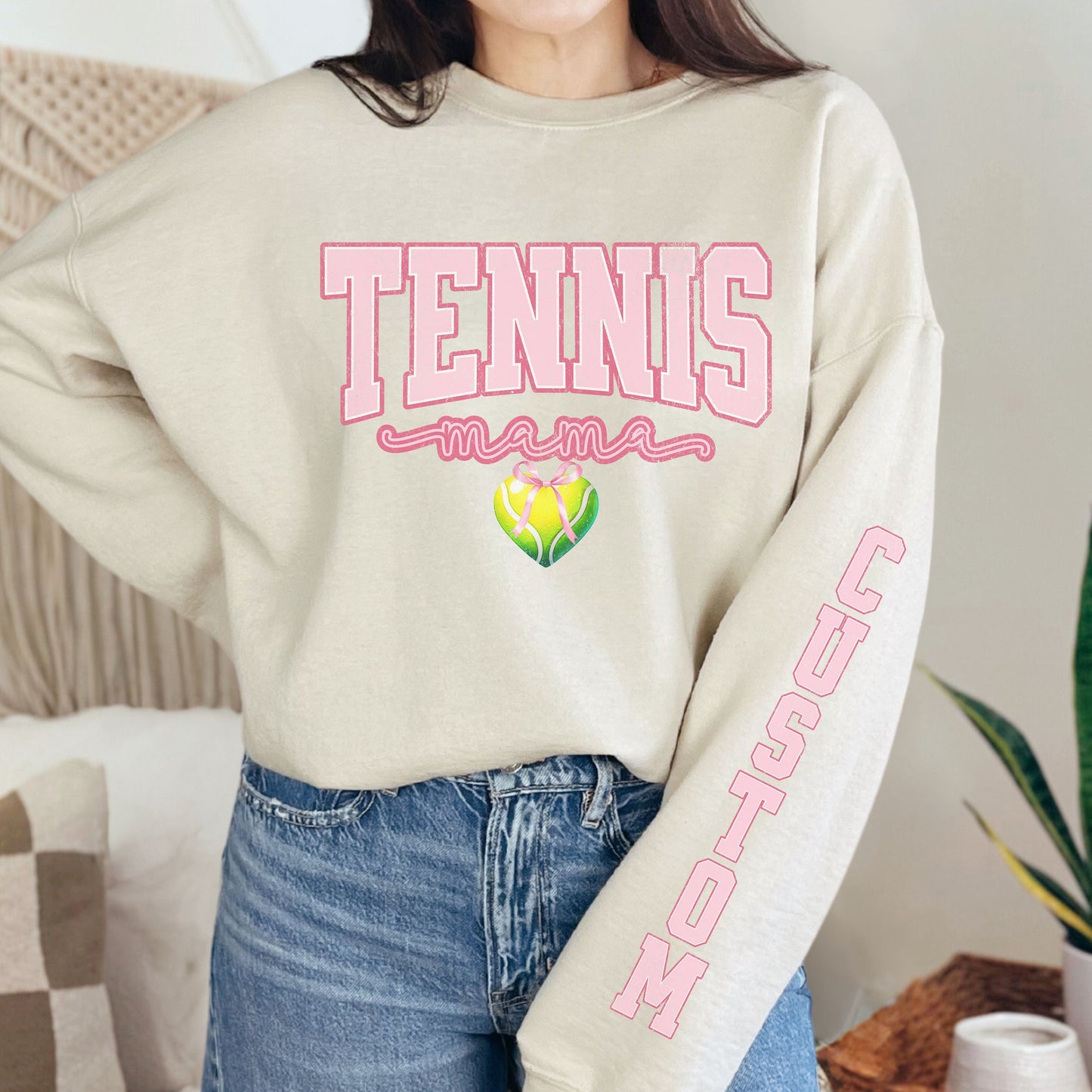 Custom Tennis Mom Sweatshirt with Soft Girl Aesthetic Print