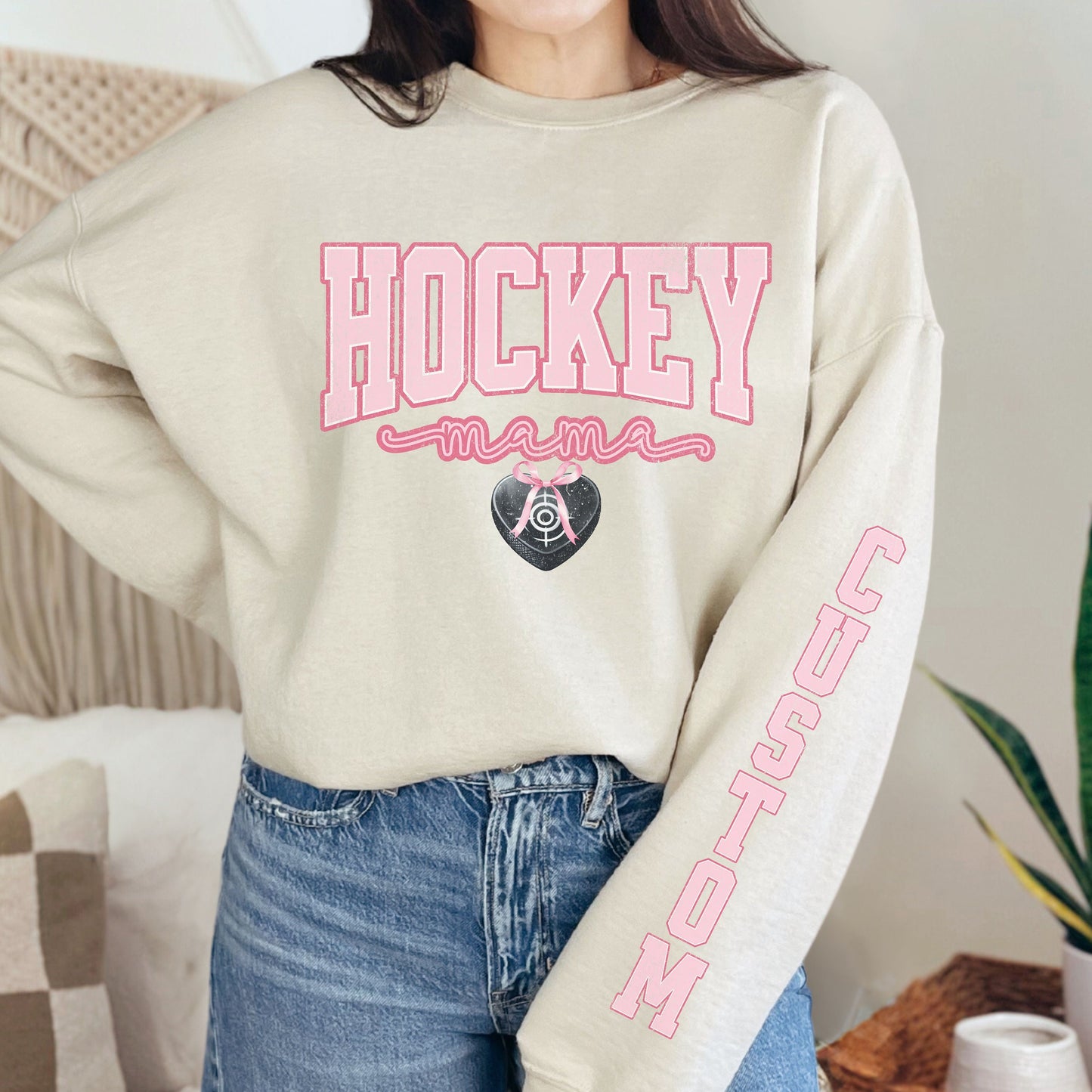 Custom Hockey Mom Sweatshirt - Soft Girl Game Day Shirt