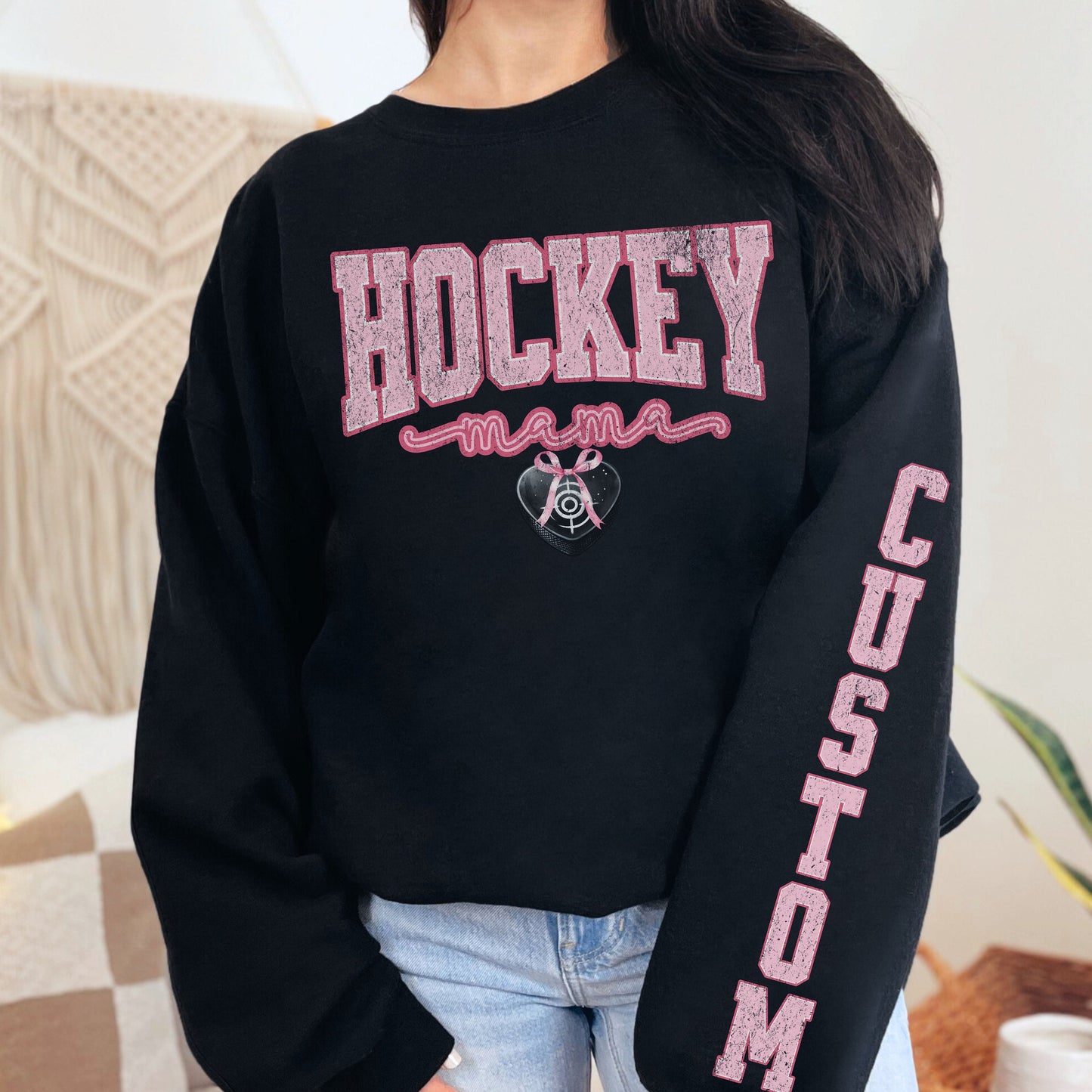 Custom Hockey Mom Sweatshirt - Soft Girl Game Day Shirt