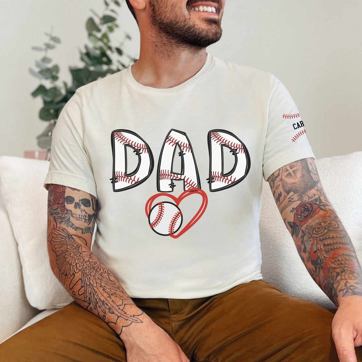 Custom Baseball Dad Shirt, Kids on Sleeve Baseball T-shirt