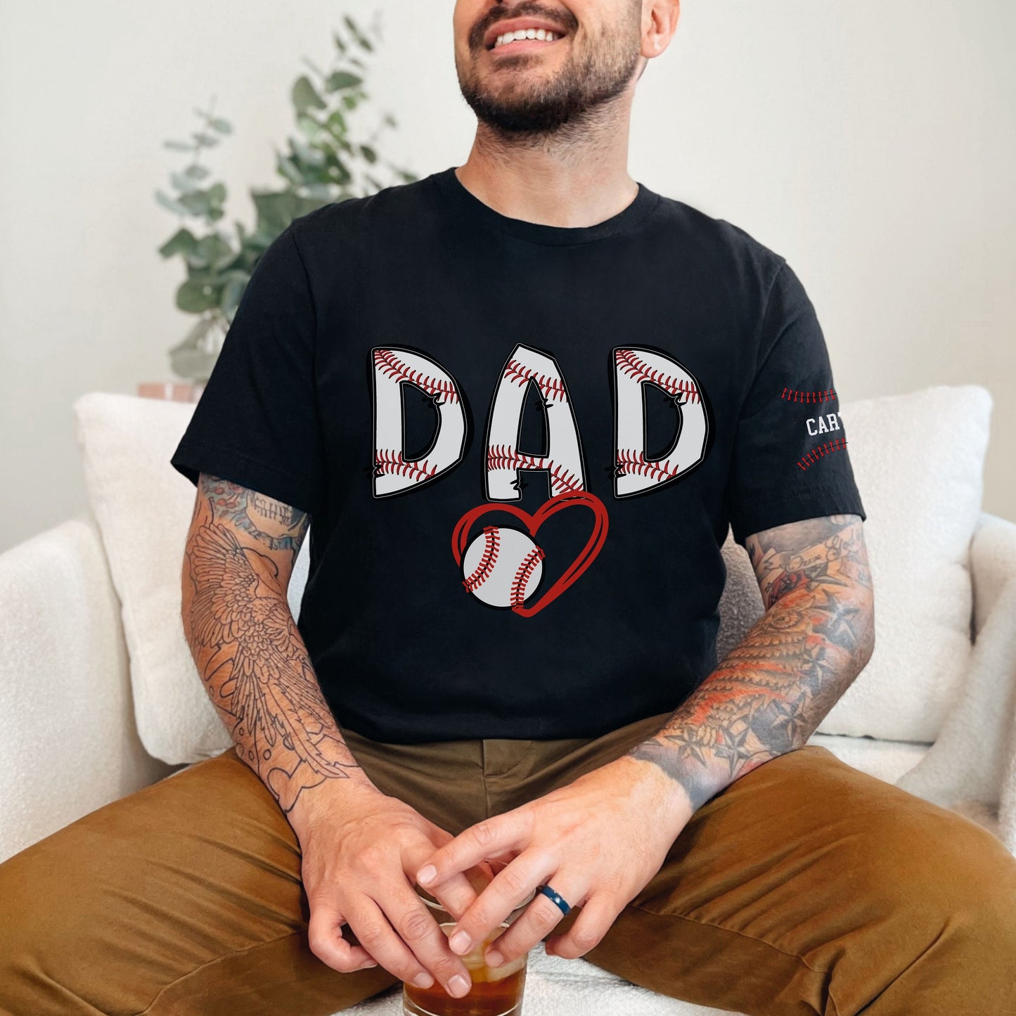 Custom Baseball Dad Shirt, Kids on Sleeve Baseball T-shirt