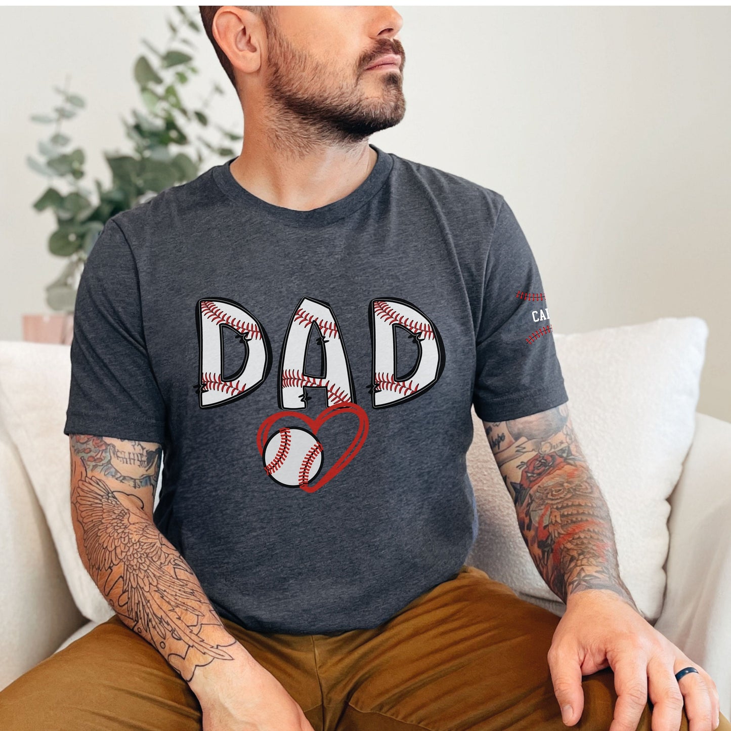 Custom Baseball Dad Shirt, Kids on Sleeve Baseball T-shirt