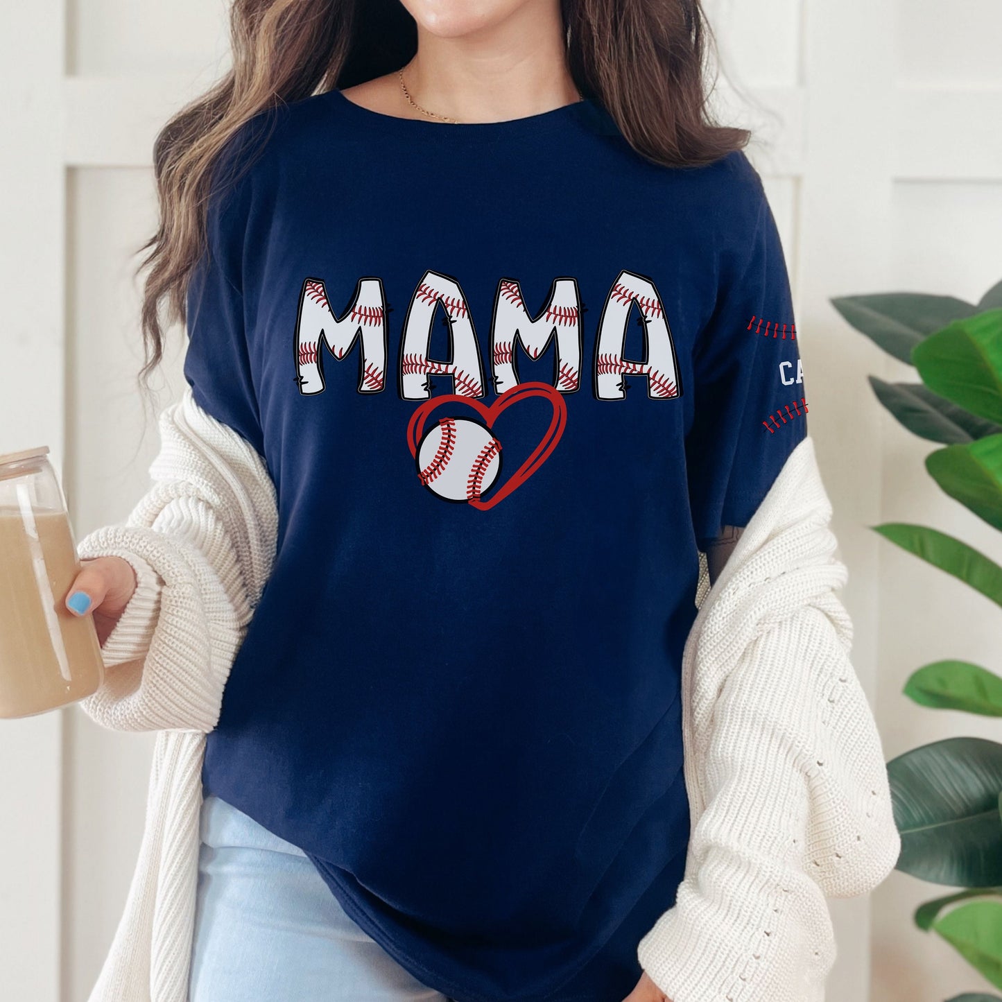 Custom Baseball Mama Shirt, Baseball Kids Name Shirt