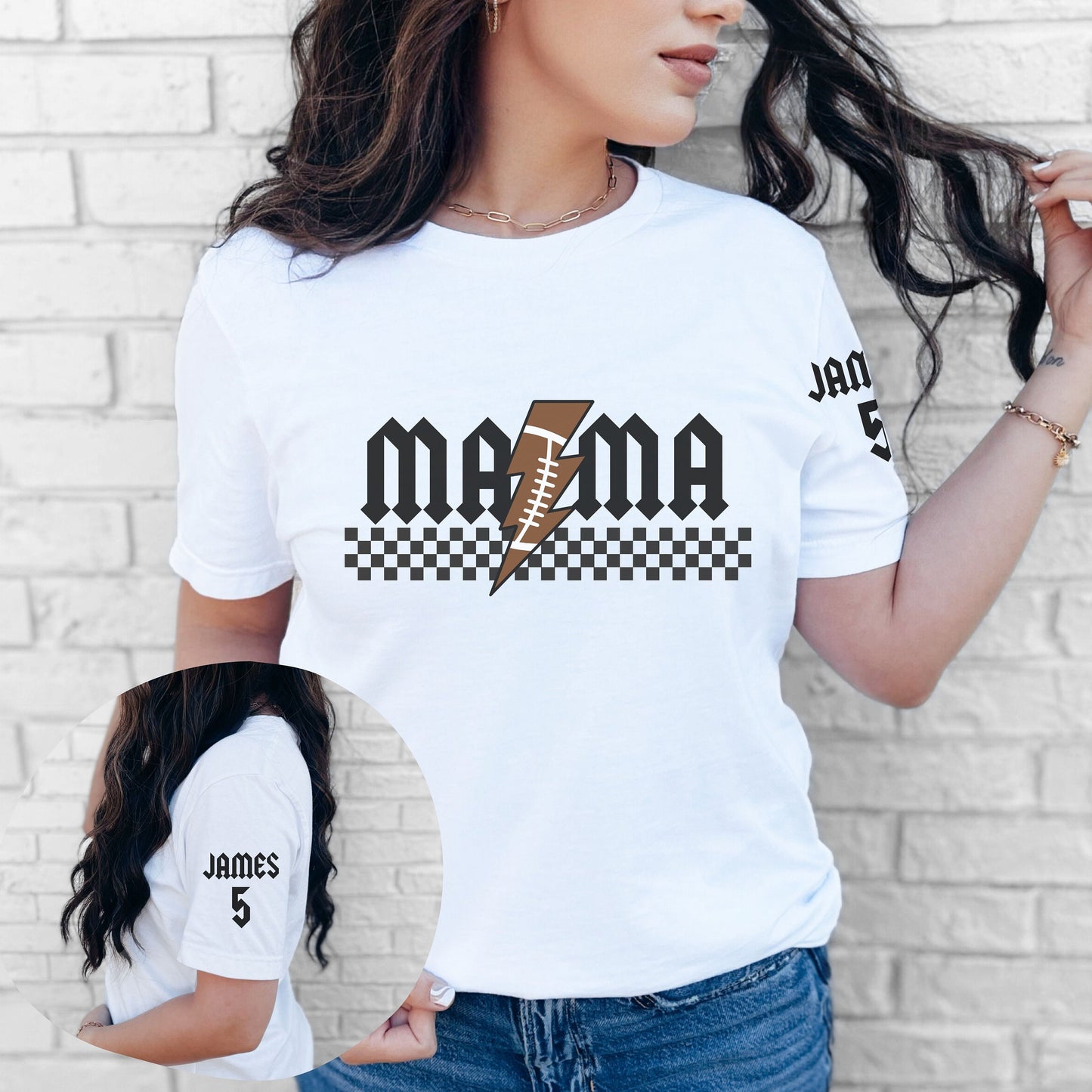 Custom Retro Mama Rocker Shirt - Sports Football Tee