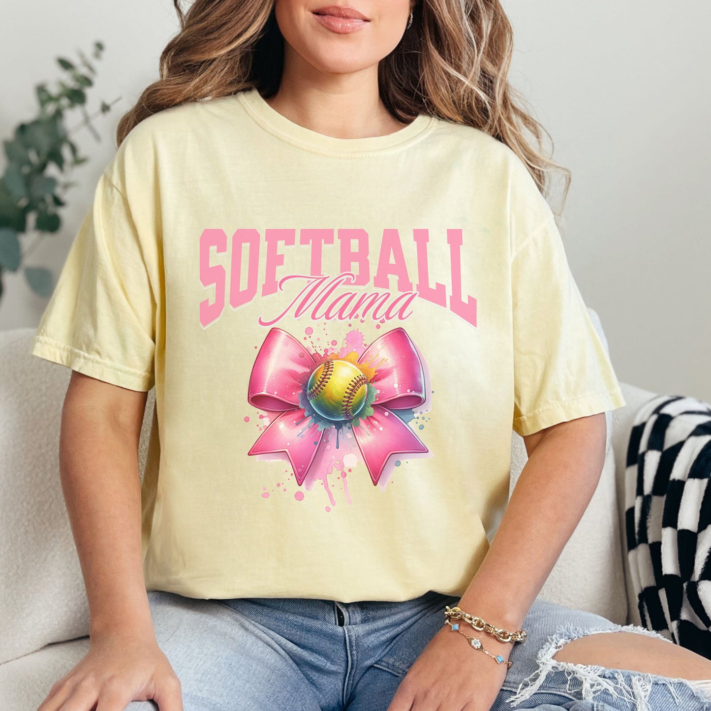 Softball Mama Coquette Comfort Colors Shirt