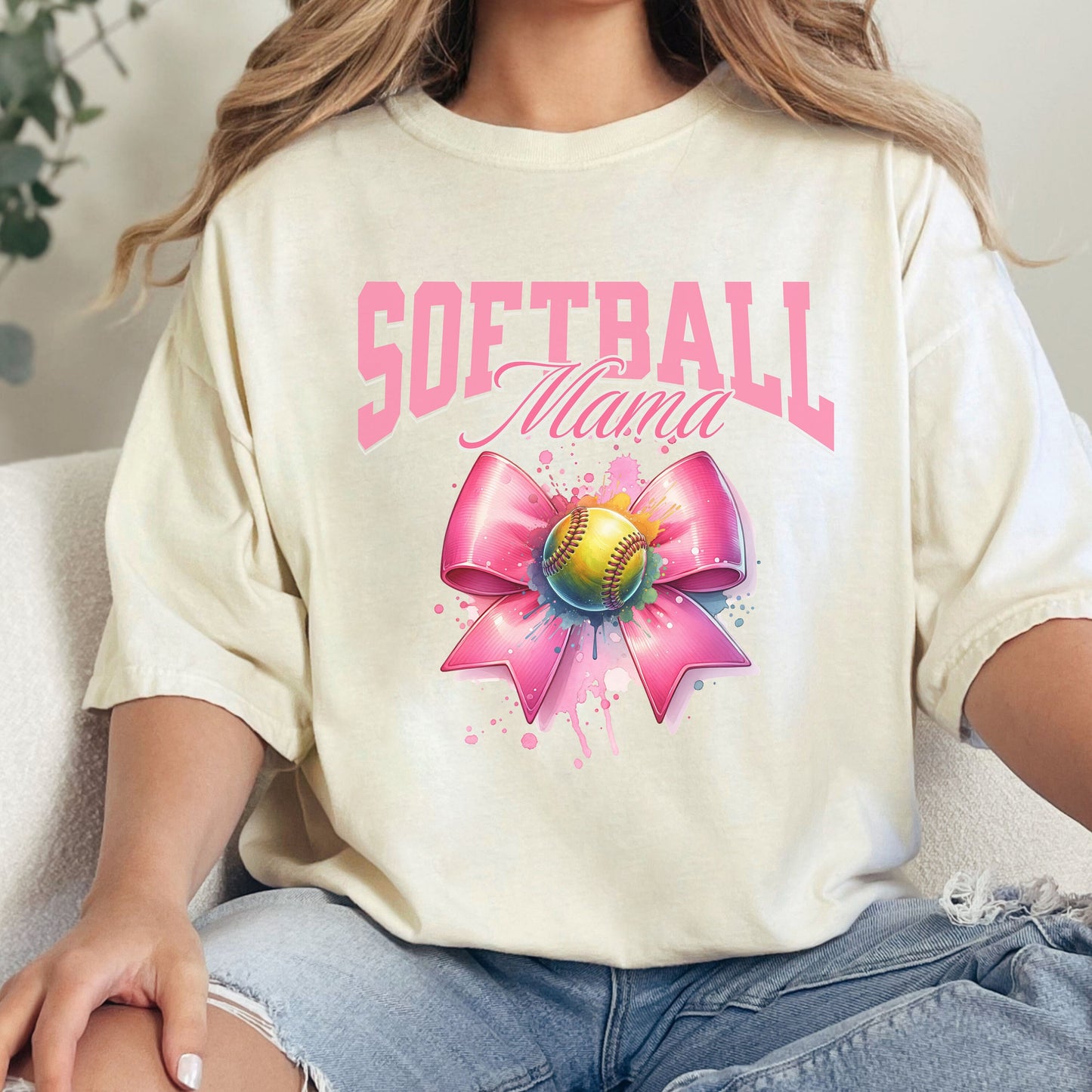 Softball Mama Coquette Comfort Colors Shirt