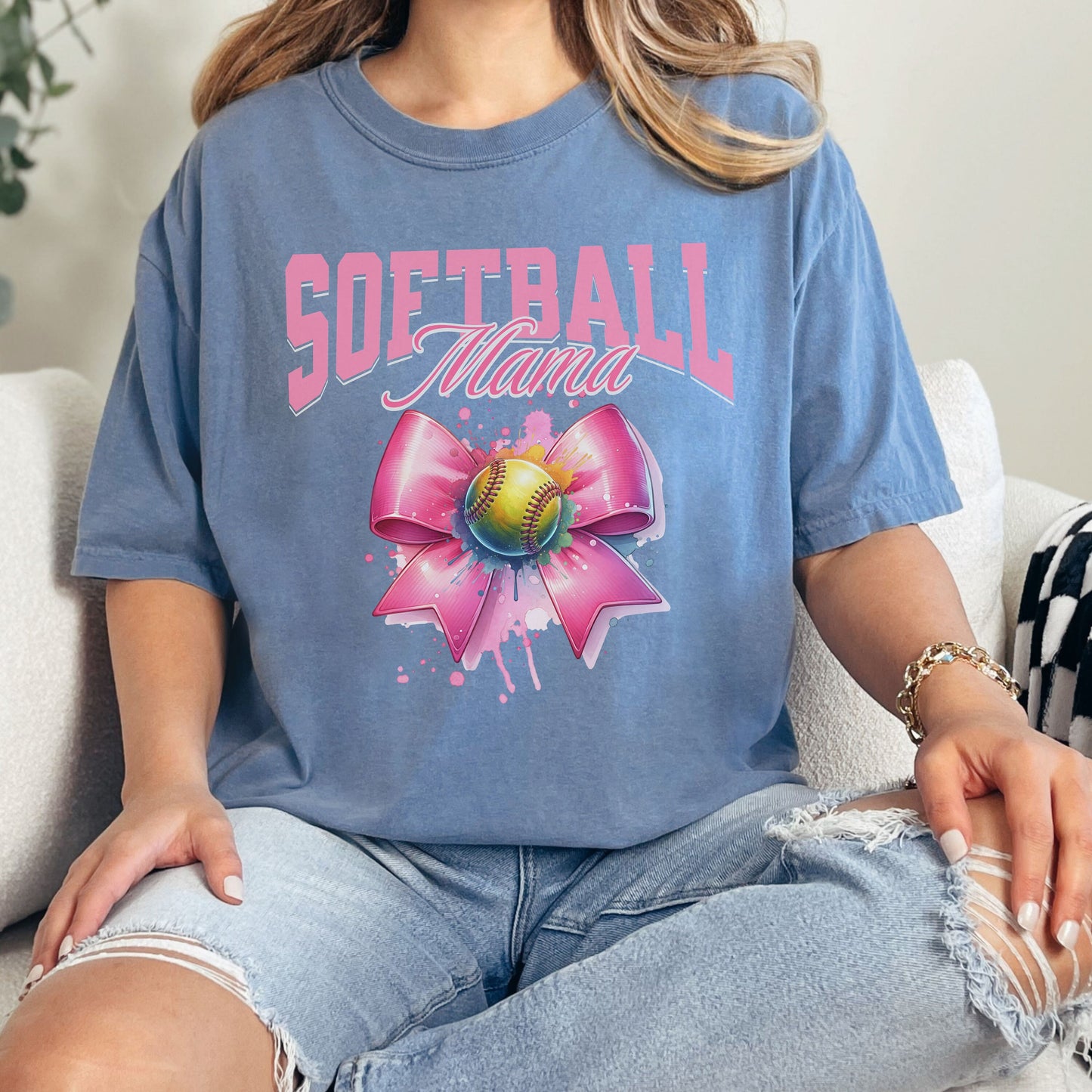 Softball Mama Coquette Comfort Colors Shirt