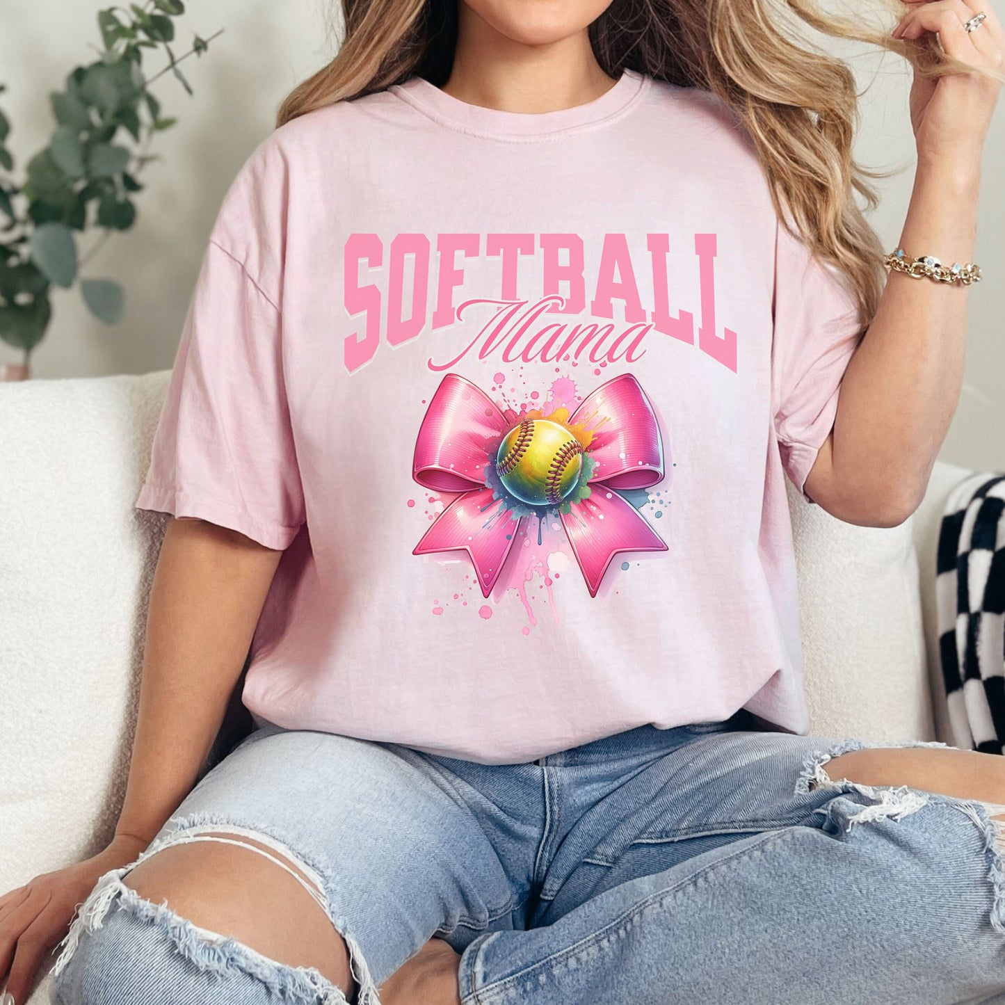 Softball Mama Coquette Comfort Colors Shirt