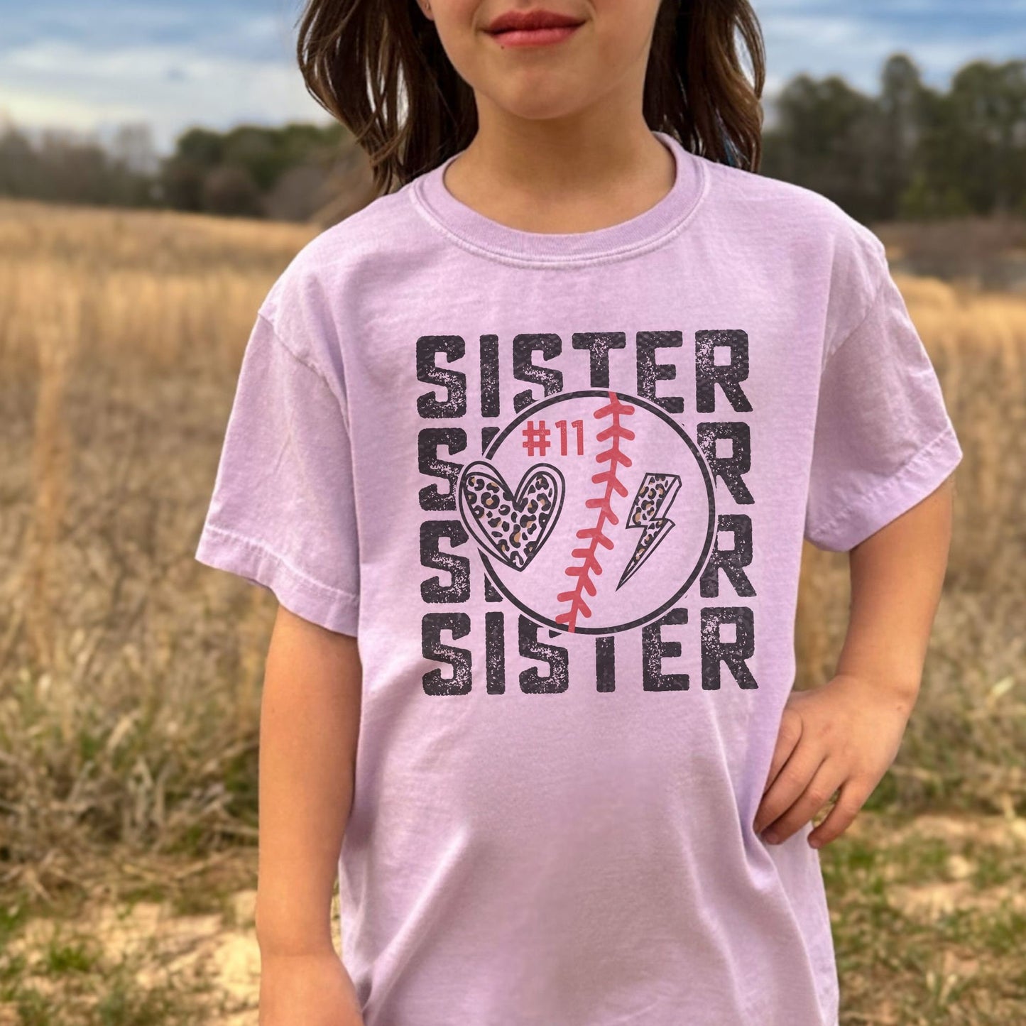 Custom Sister Baseball T-Ball Softball Comfort Colors Shirt