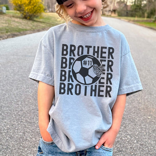 Personalized/ Custom Player Number &quot;Brother, Brother, Brother Brother Soccer&quot; Comfort Color Youth Shirt