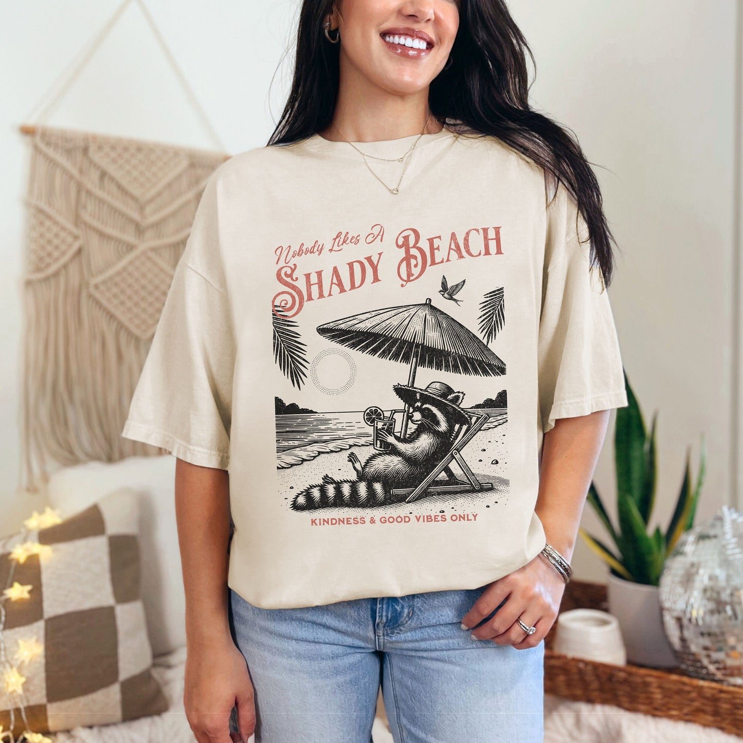 Funny Sarcastic Raccoon Shady Beach Comfort Colors Shirt