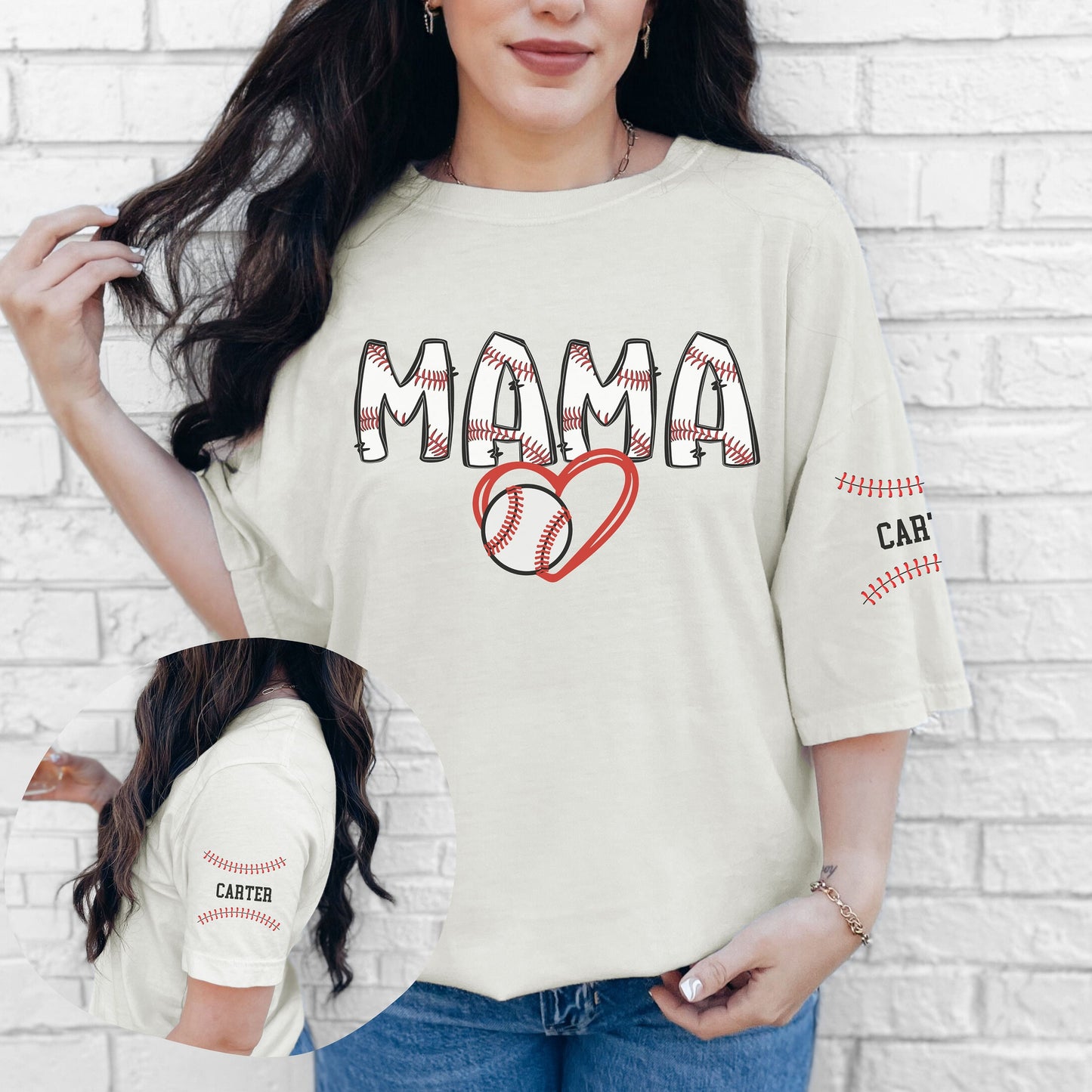 Custom Baseball Mama Shirt, Baseball Kids Name Shirt