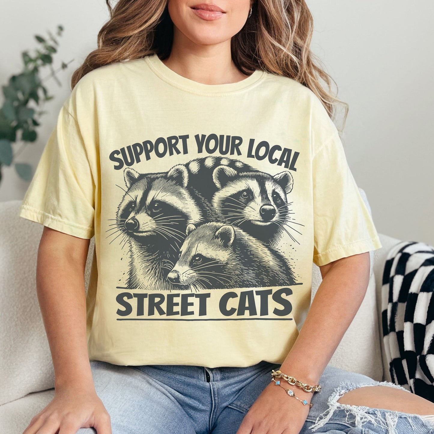 Support Your Local Street Cats Graphic Comfort Colors T-Shirt