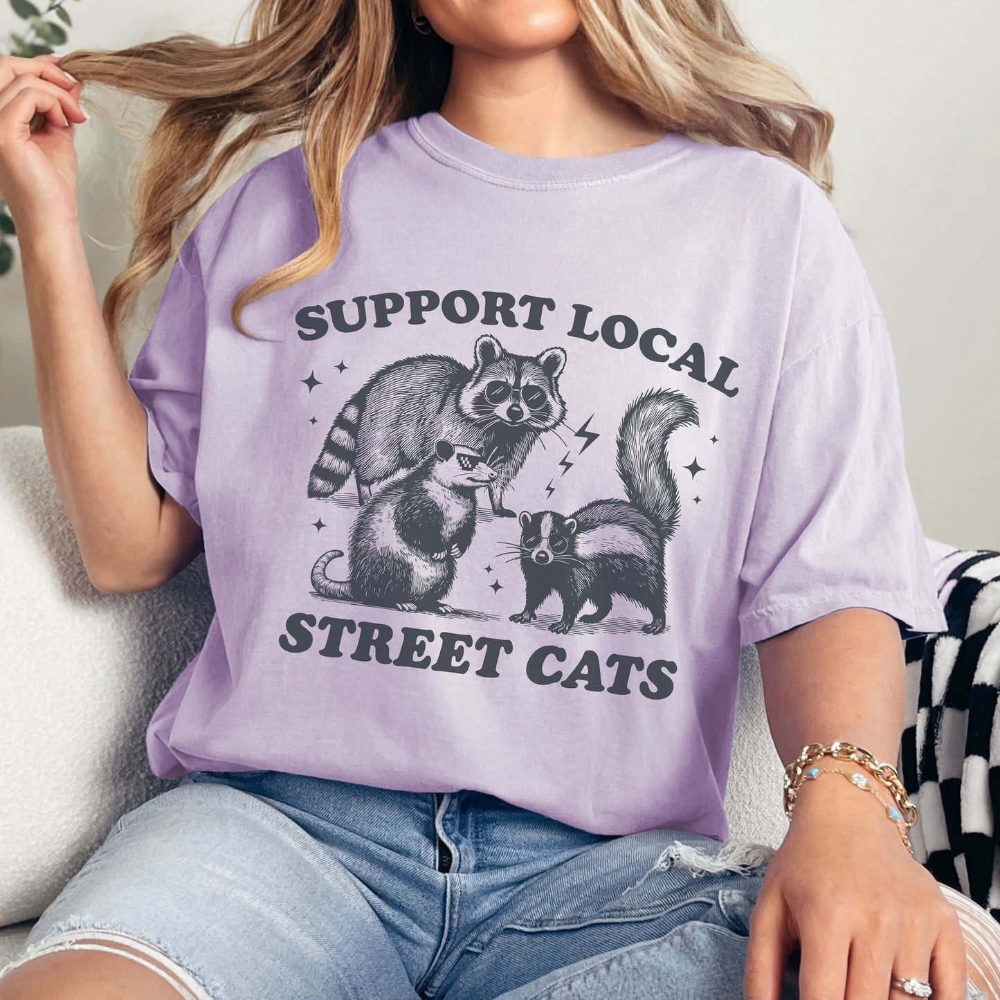 Support Your Local Street Cats Graphic Comfort Colors T-Shirt