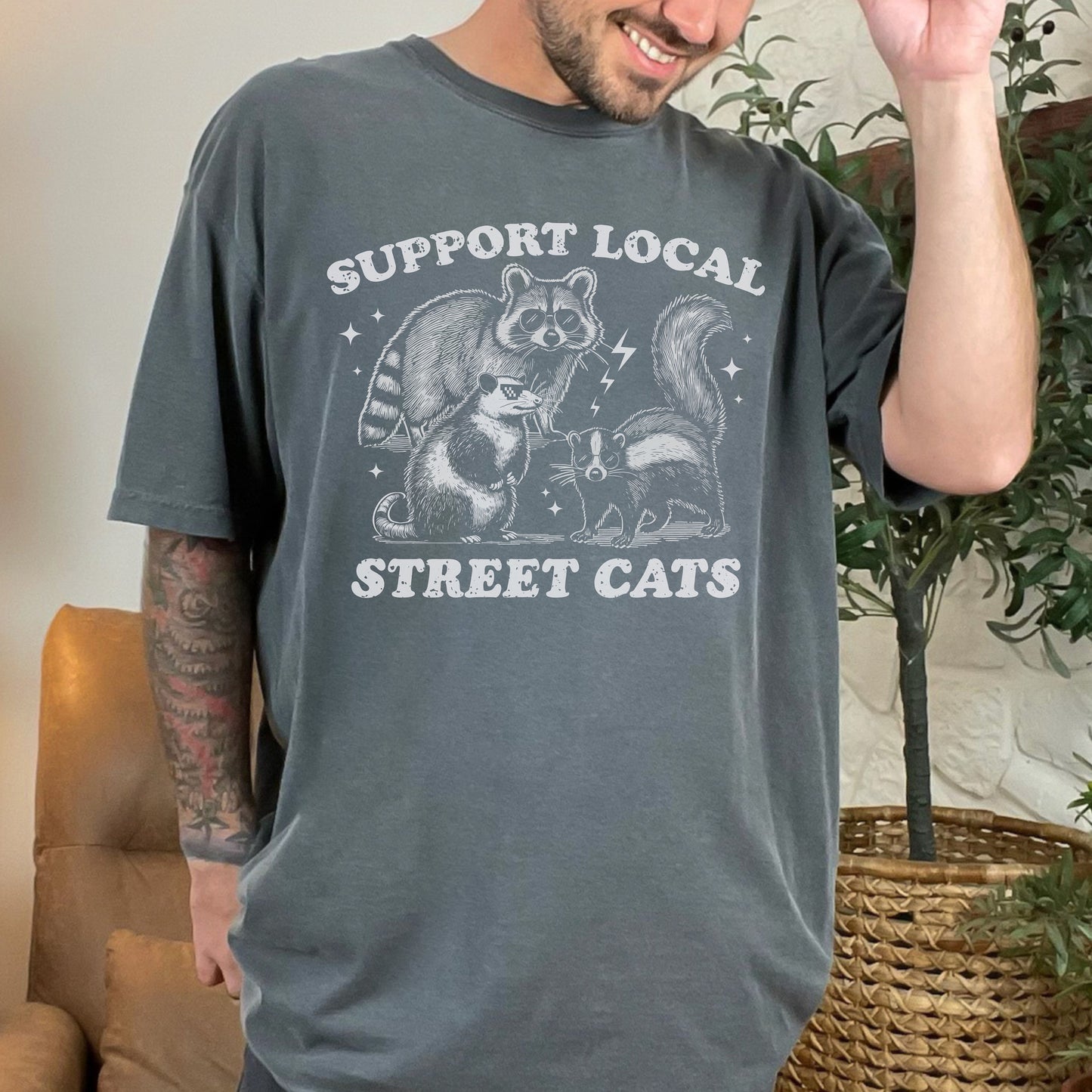 Support Your Local Street Cats Graphic Comfort Colors T-Shirt