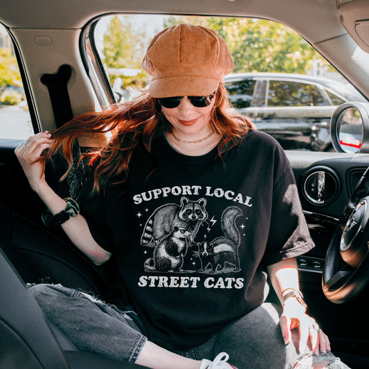 Support Your Local Street Cats Graphic Comfort Colors T-Shirt