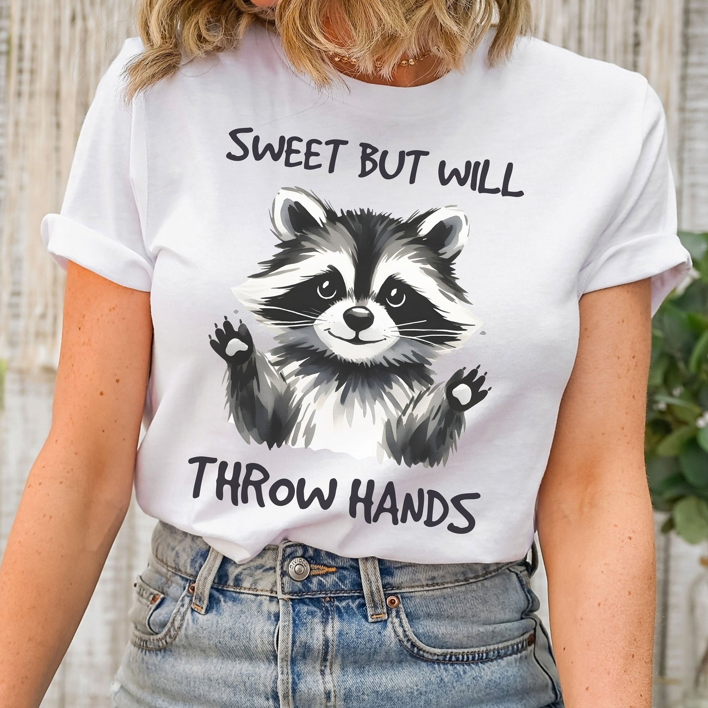 Cute But Will Throw Hands Raccoon Shirt