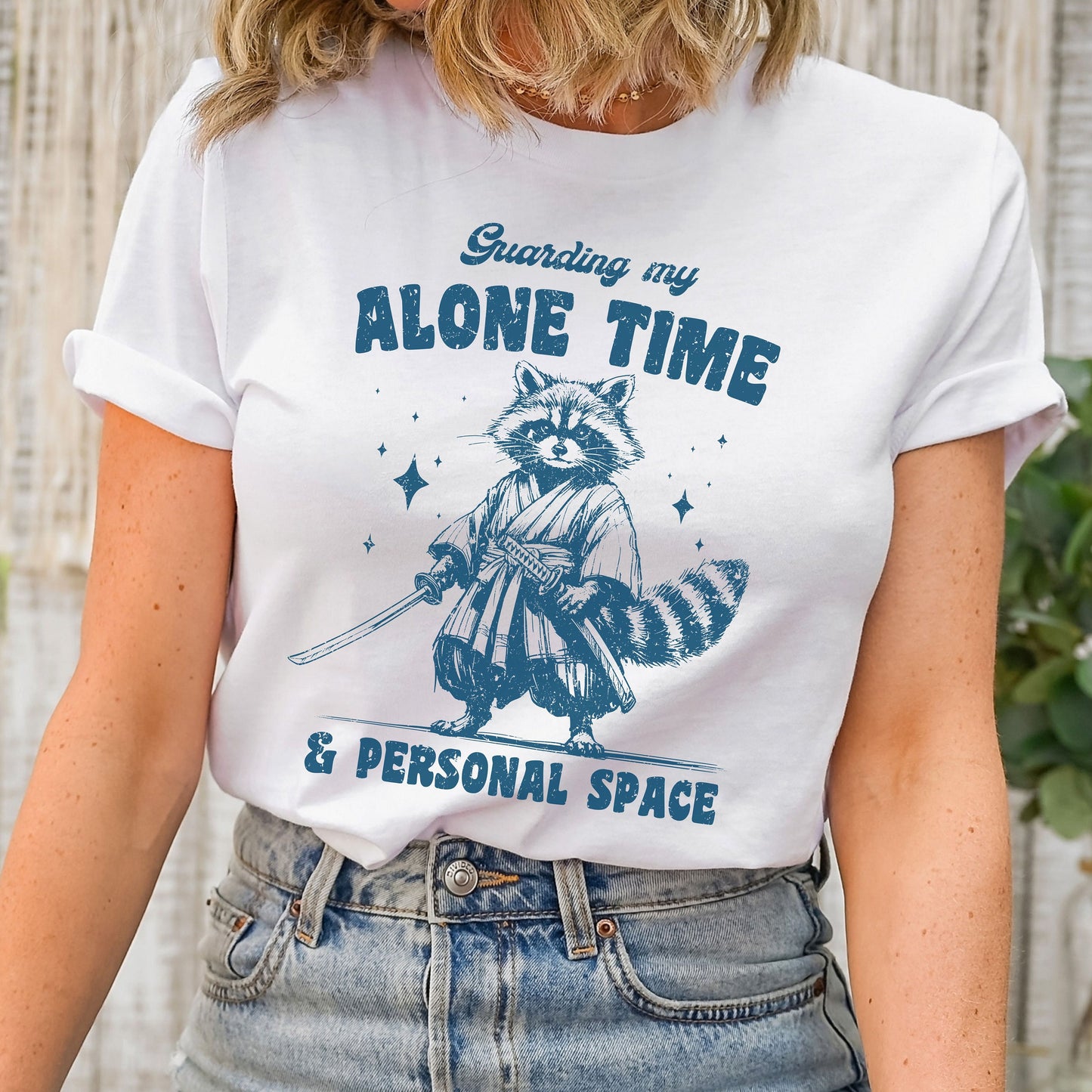 Guarding My Time Alone Samuari Raccoon Shirt