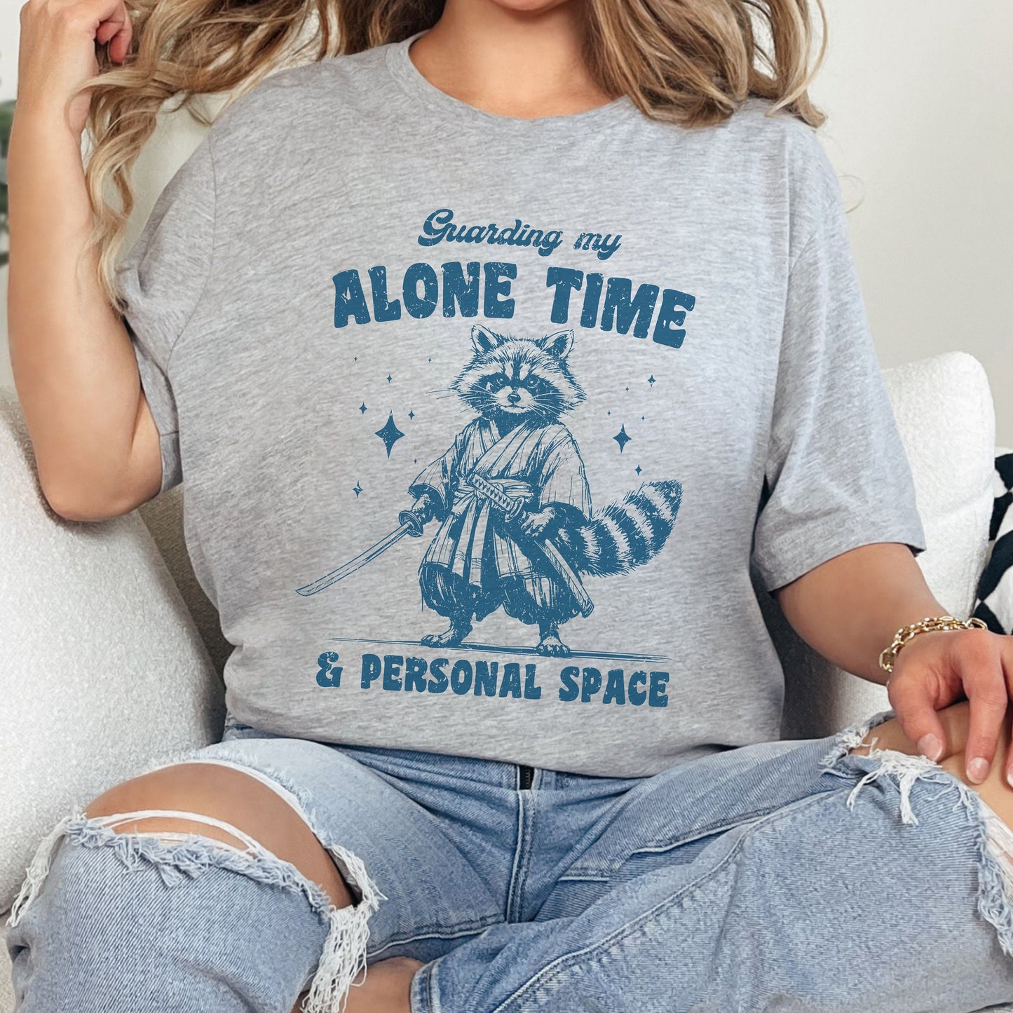 Guarding My Time Alone Samuari Raccoon Shirt