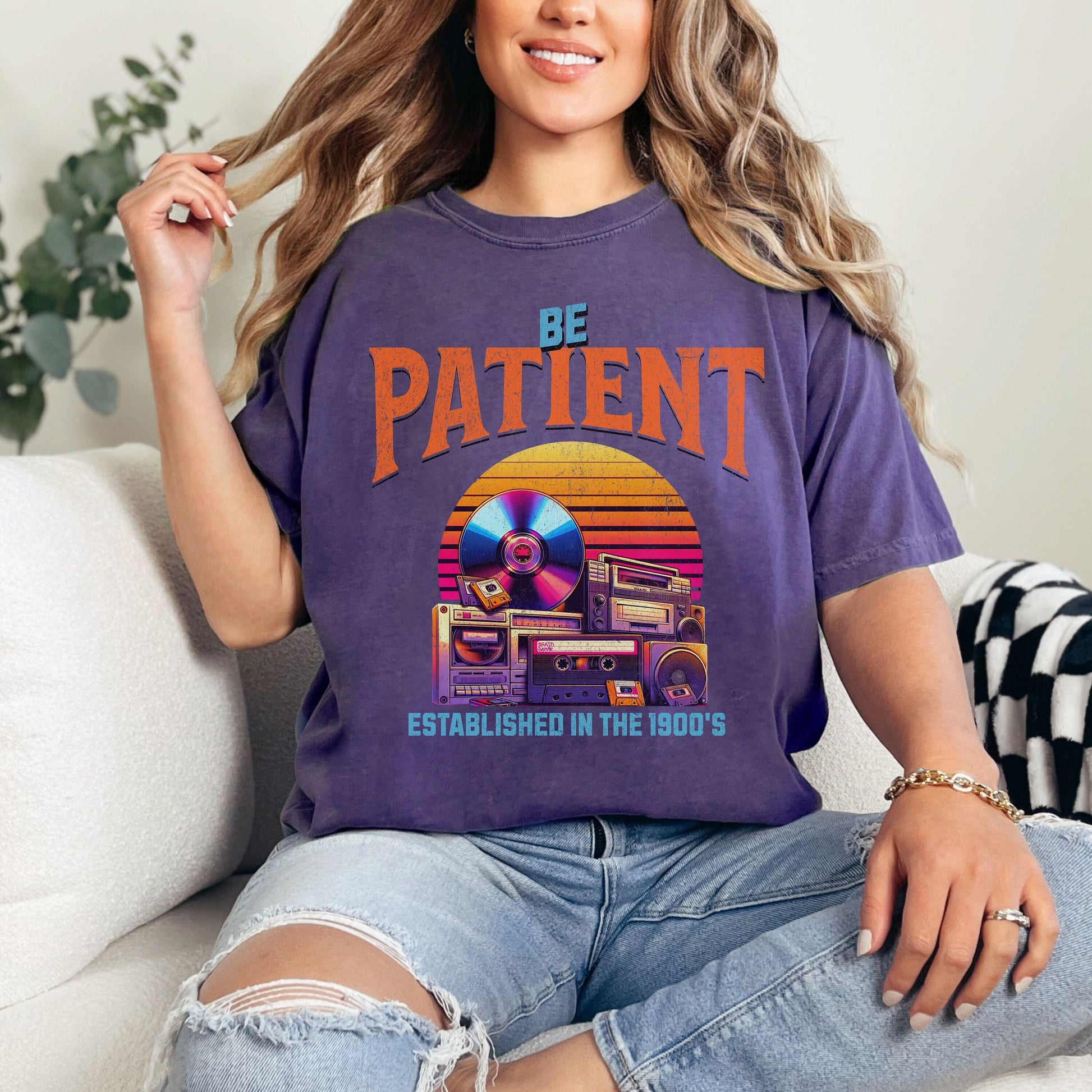 Be patient established in the1900&#39;s retro cassette comfort colors shirt