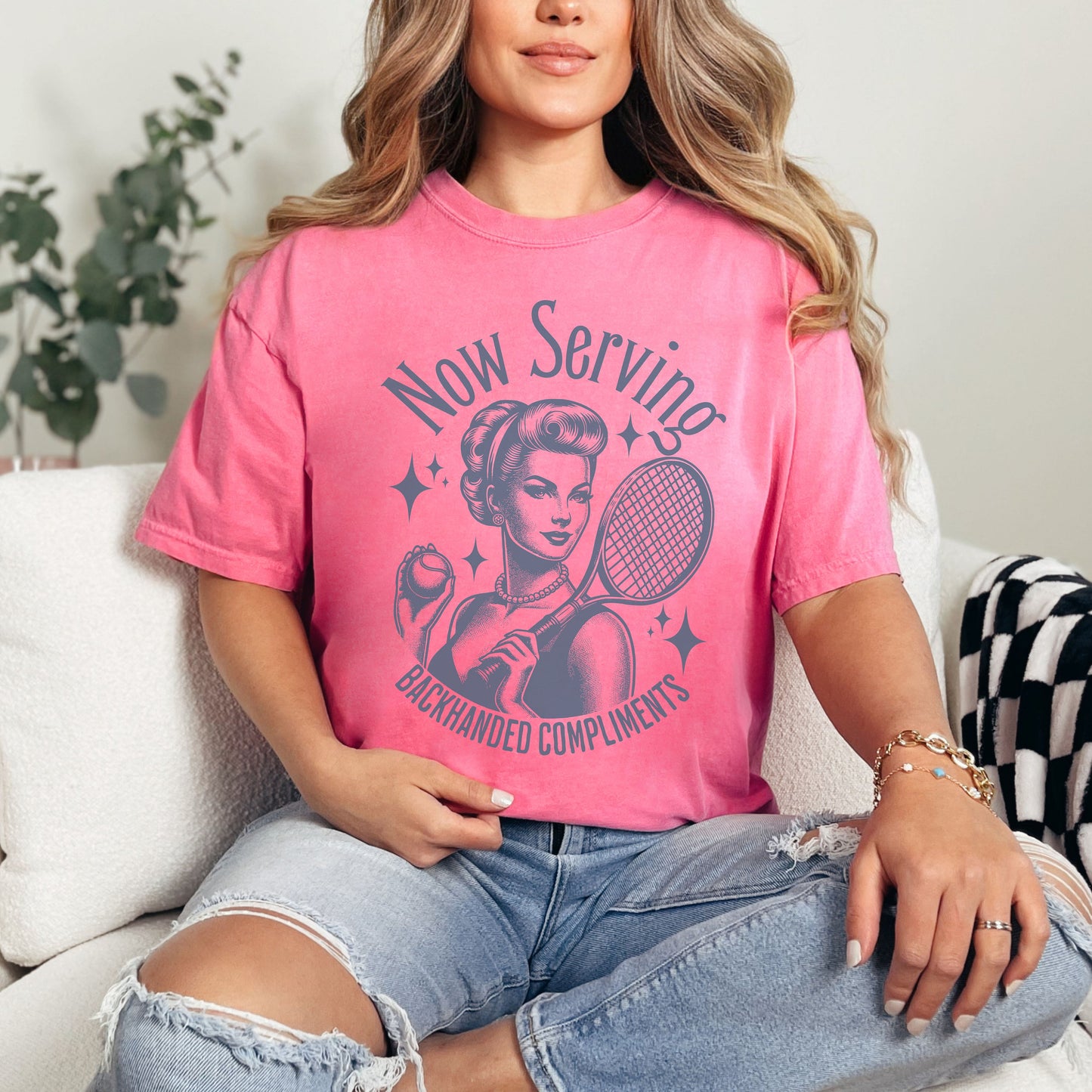 Now Serving Backhanded Compliments Funny Sarcastic Comfort Colors Tee