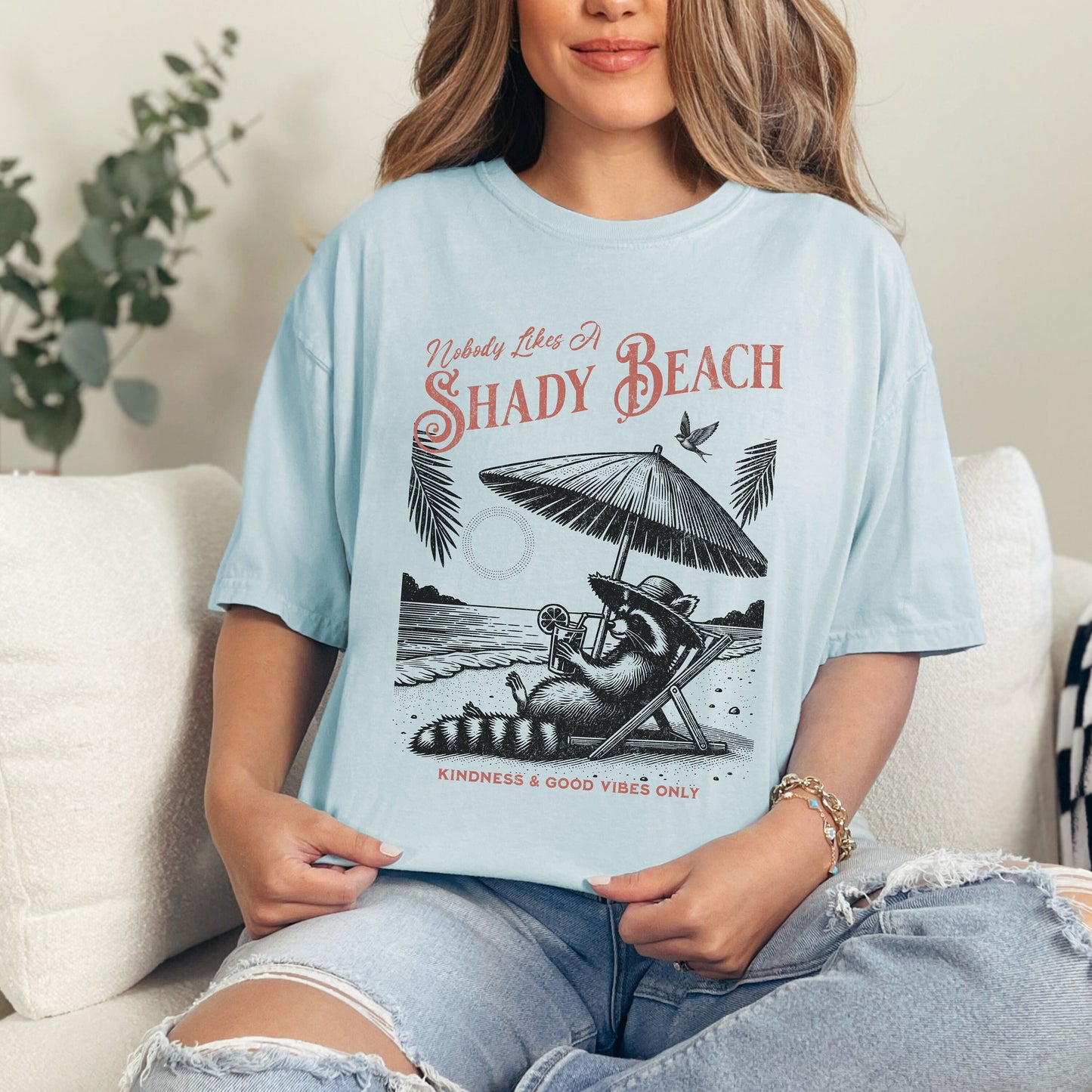 Funny Sarcastic Raccoon Shady Beach Comfort Colors Shirt