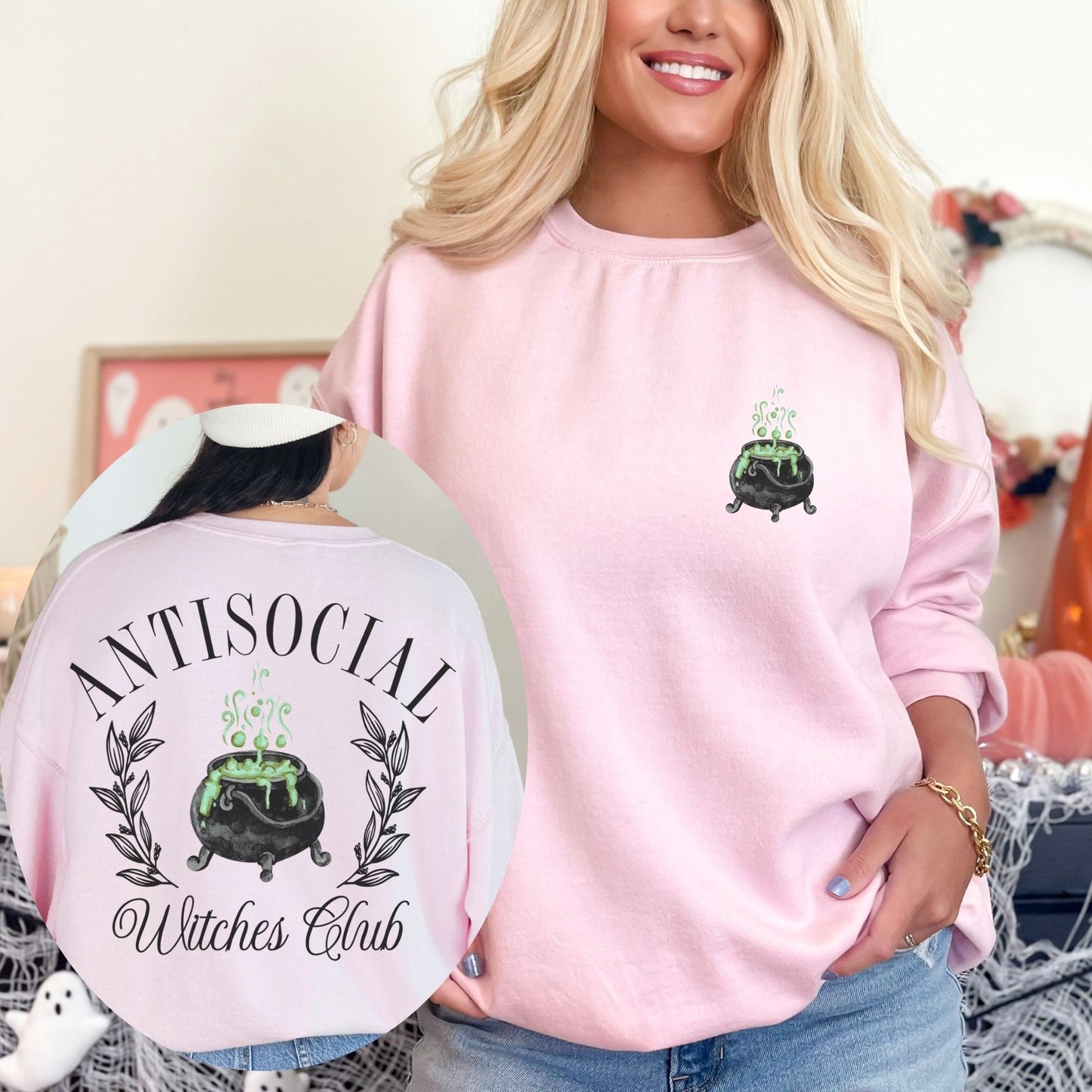 Antisocial Witches Social Club Sweatshirt, Halloween Sweater