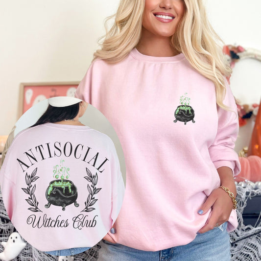 Antisocial Witches Social Club Sweatshirt, Halloween Sweater