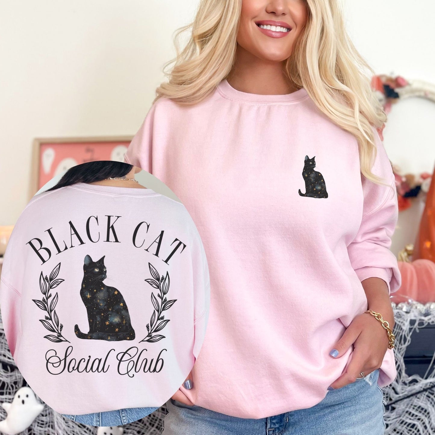 Black Cat Social Club Halloween Sweatshirt