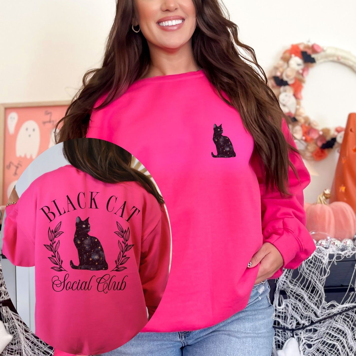 Black Cat Social Club Halloween Sweatshirt