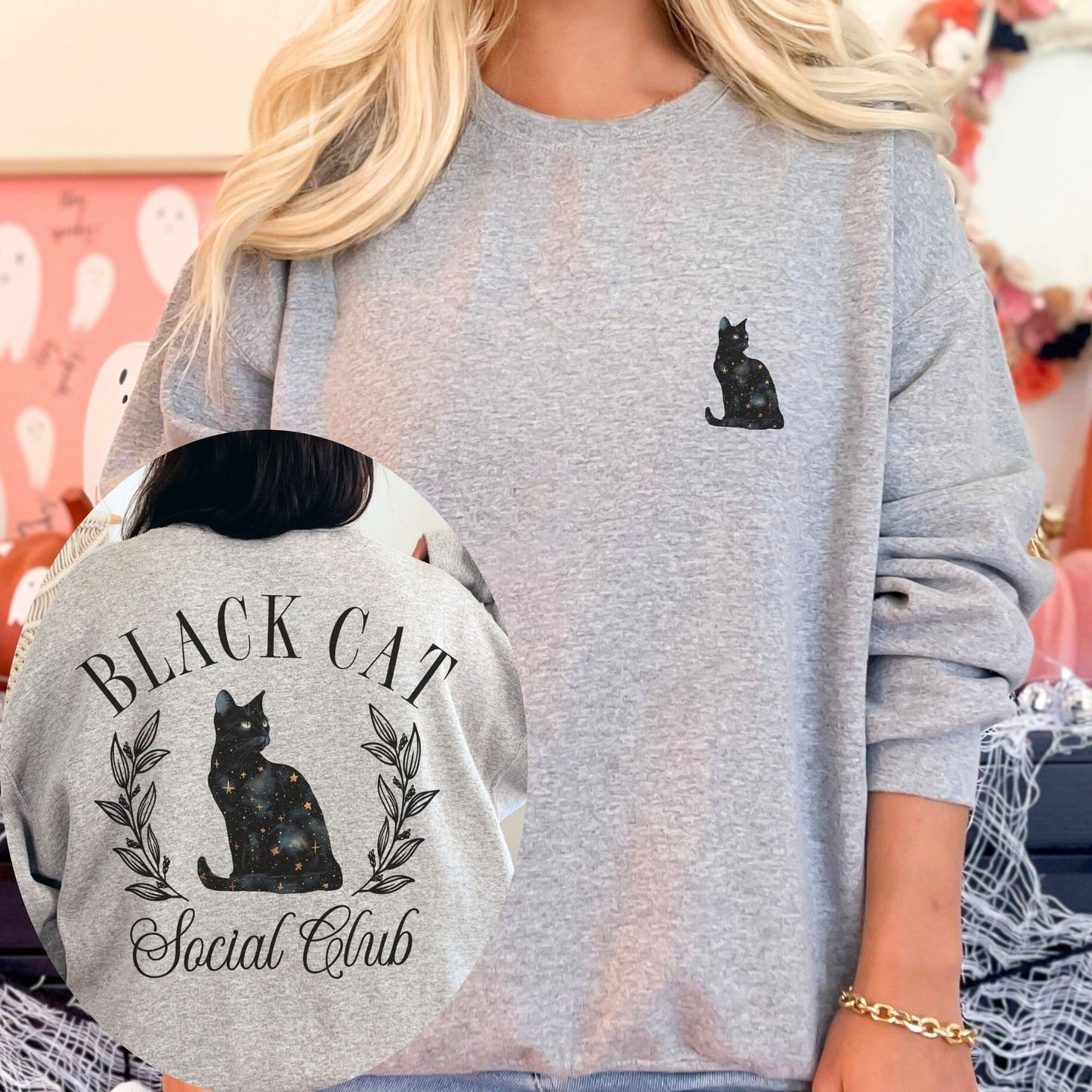 Black Cat Social Club Halloween Sweatshirt