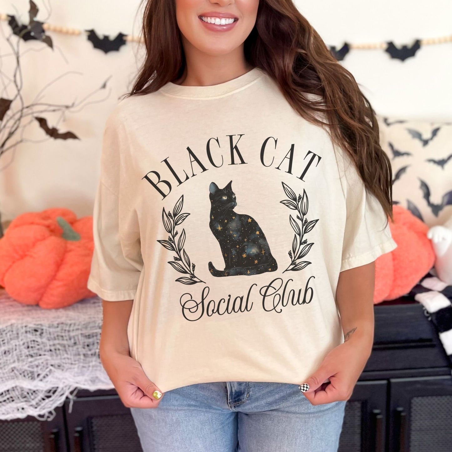 Black Cat Social Club Halloween Comfort Colors Shirt