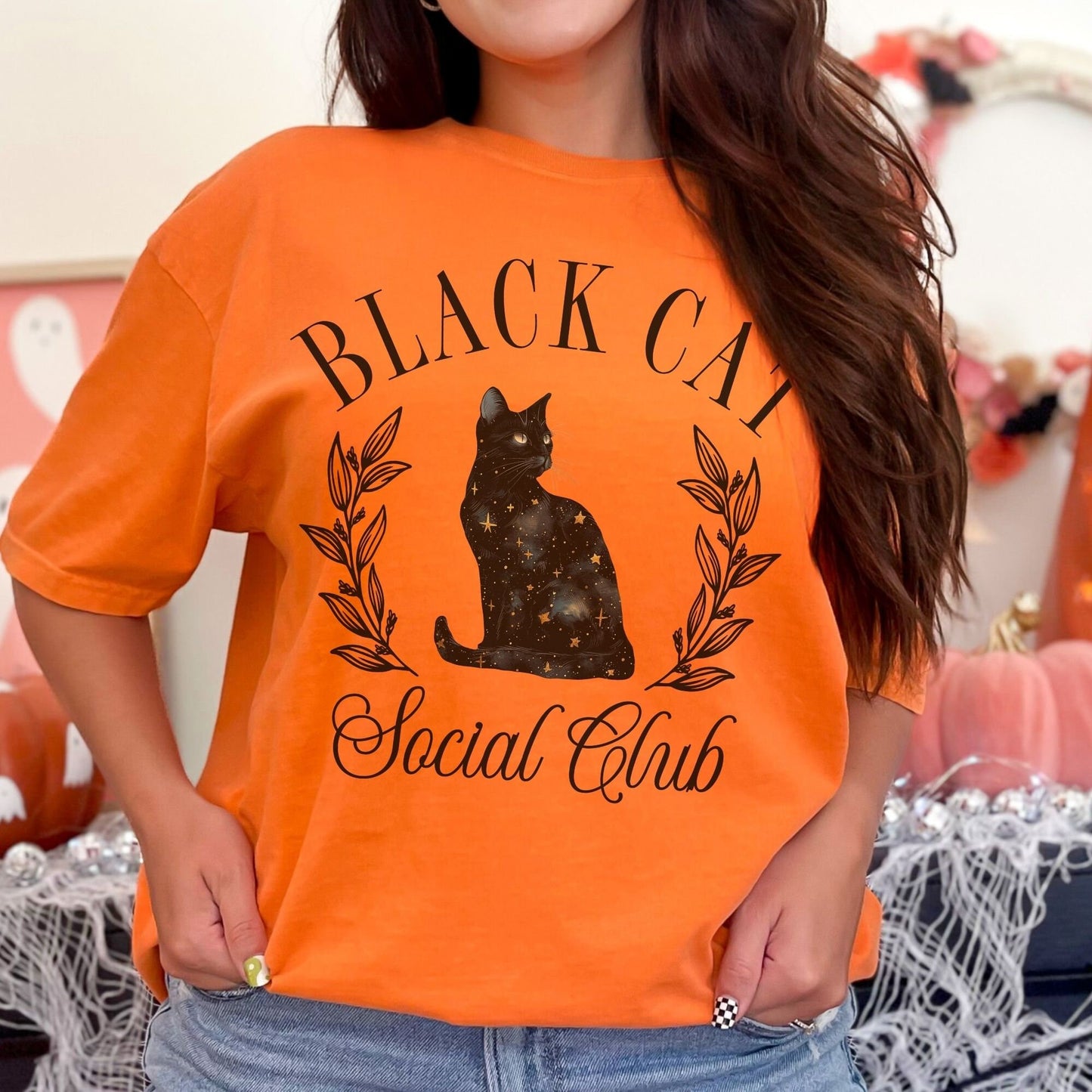 Black Cat Social Club Halloween Comfort Colors Shirt