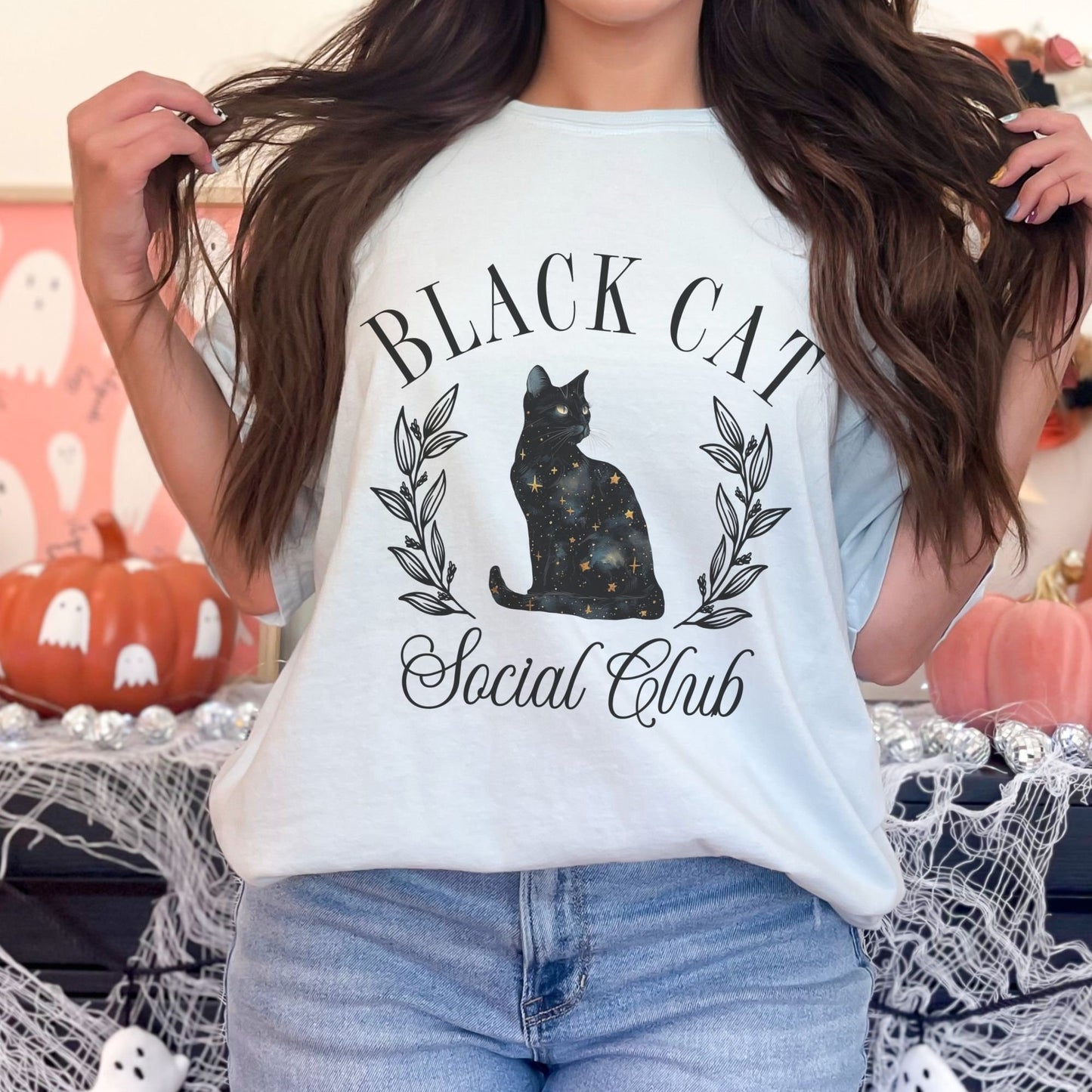 Black Cat Social Club Halloween Comfort Colors Shirt